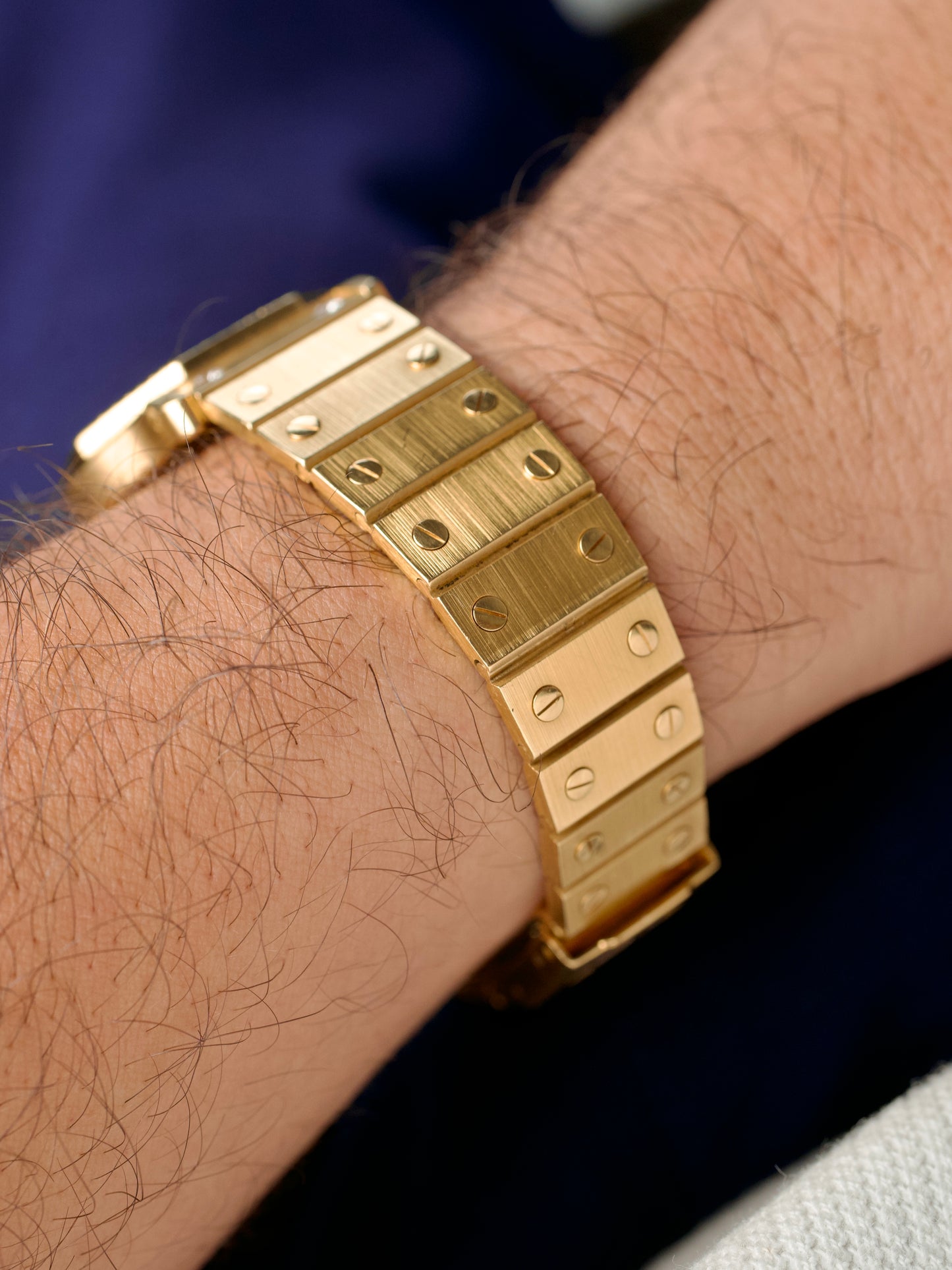 Cartier Santos Octagon 2965 or massif Ferrite Paris Stone dial vintage watch 1980s