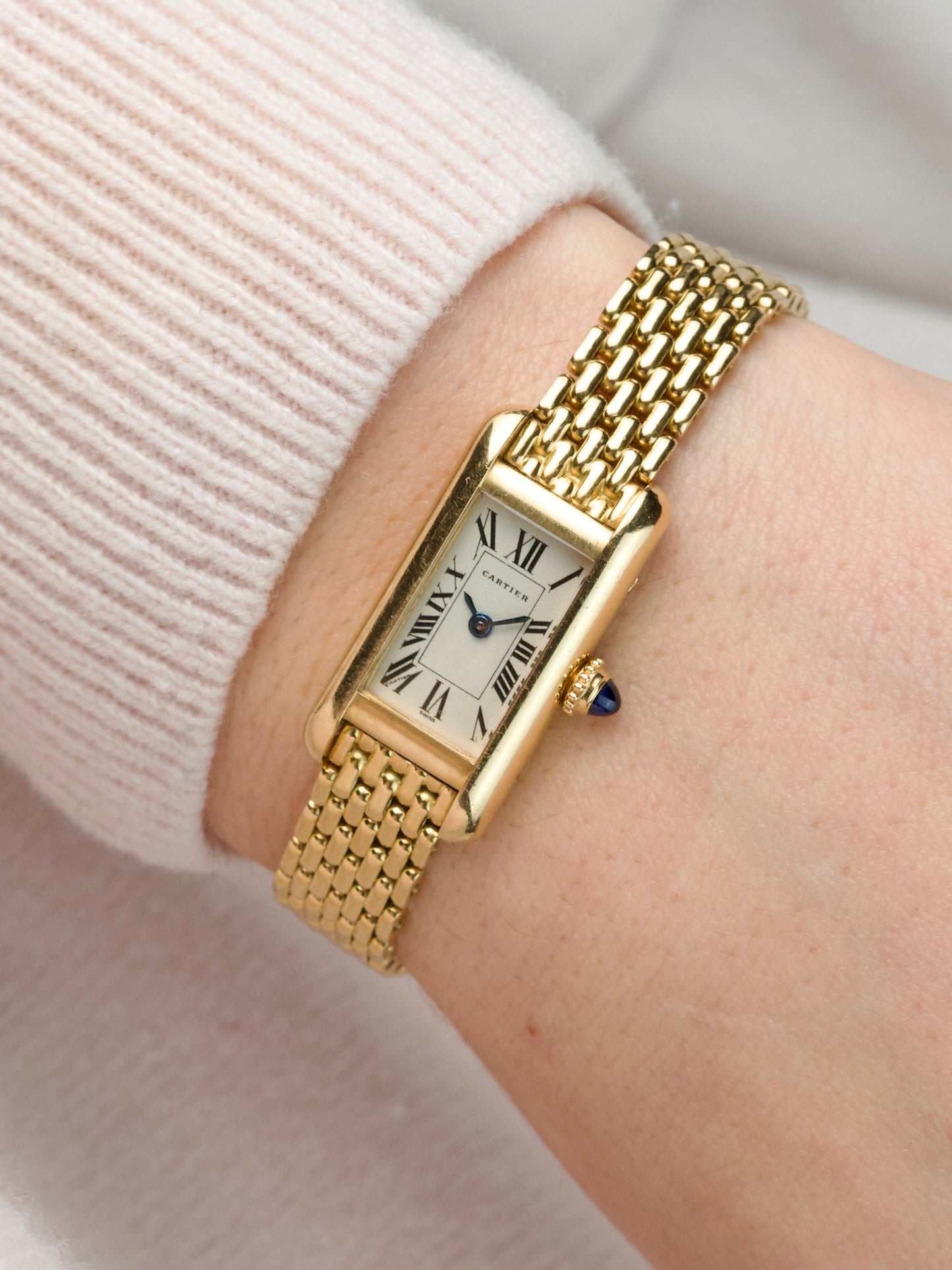 Cartier Tank Mini Allongee 828004 Grain de Riz 18K Yellow Gold lady s/m 1990s