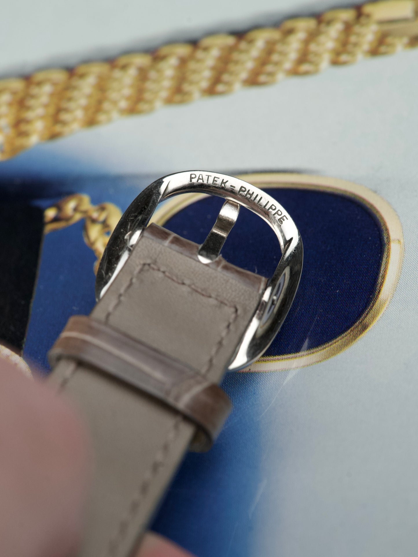 Patek Philippe Ellipse 3738 Blue Sunburst Sigma 18 Carat White Gold Jumbo automatic 1990s