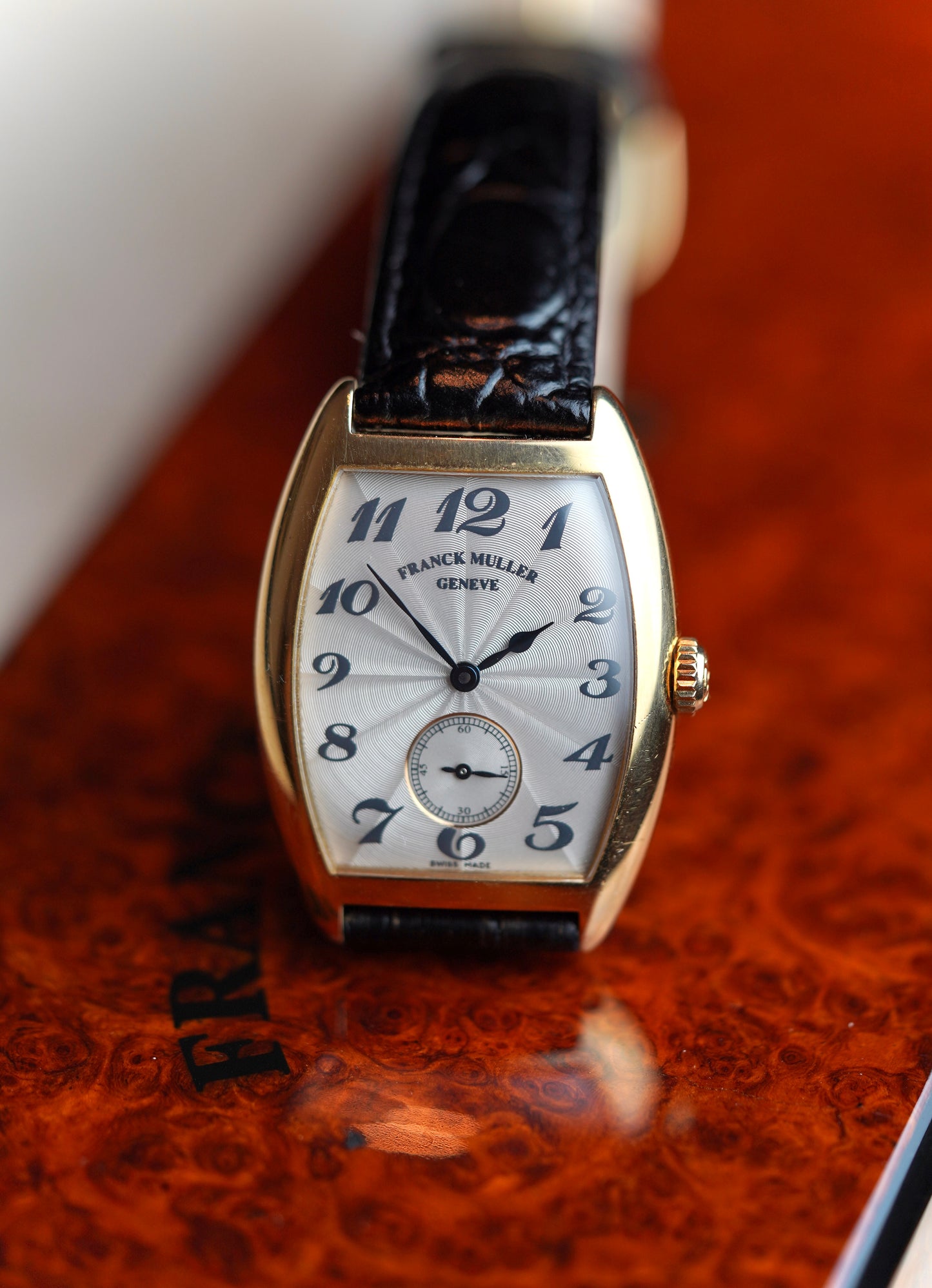 1990s Franck Muller Cintree Curvex (7502 S6) open caseback Neo Vintage Watch 18 Carat Gold skeleton