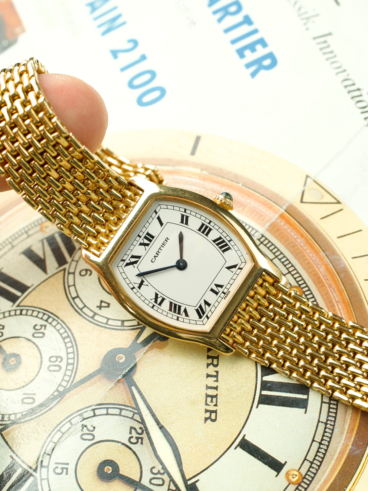 1970s Cartier Tortue 96069 Grain de Riz MK1 Paris 18K Yellow Gold