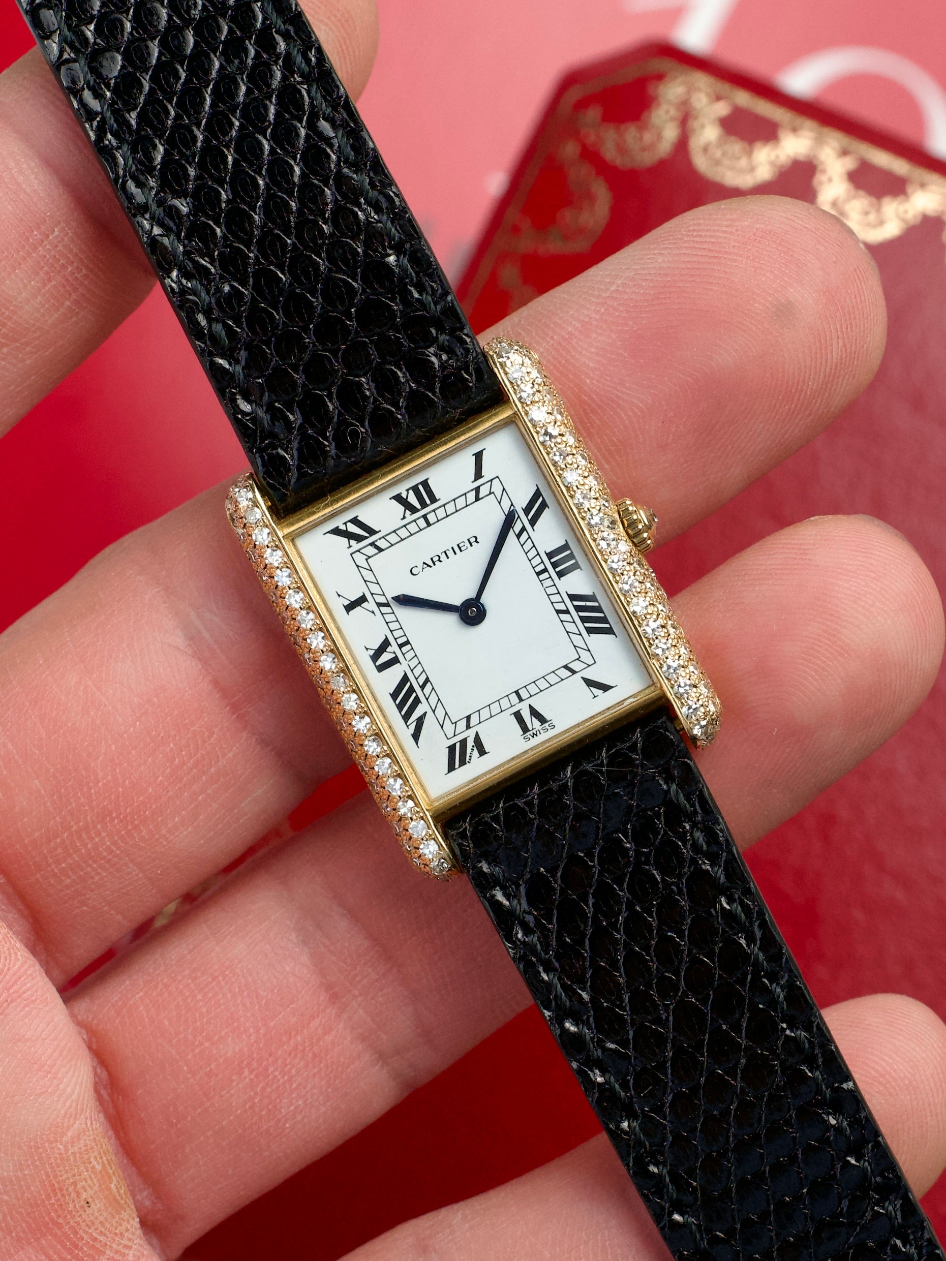 Cartier Tank Louis 81068 Sertissage Factory Diamonds 18 Carat