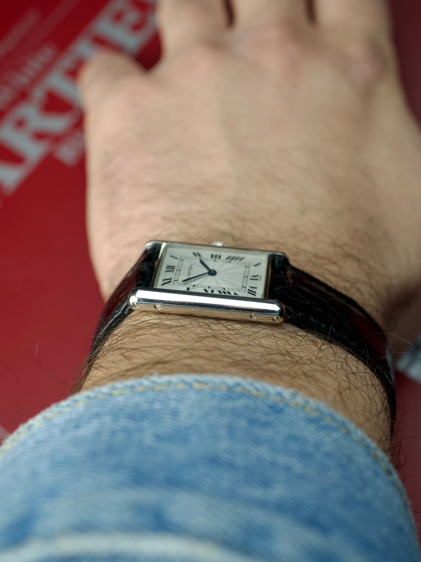 90s Cartier Tank Louis 1601 Flinque’ pre CPCP Guilloche Extra Plate Platinum