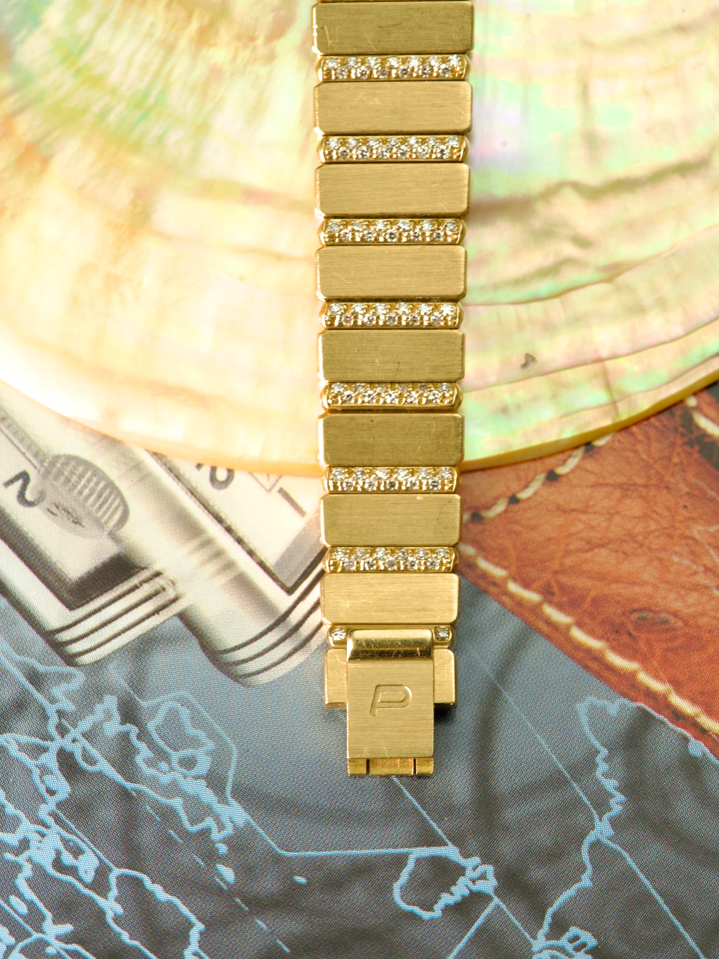 80s Piaget Polo 15201 C705 Onyx 18 Carat Gold lady diamonds iced out