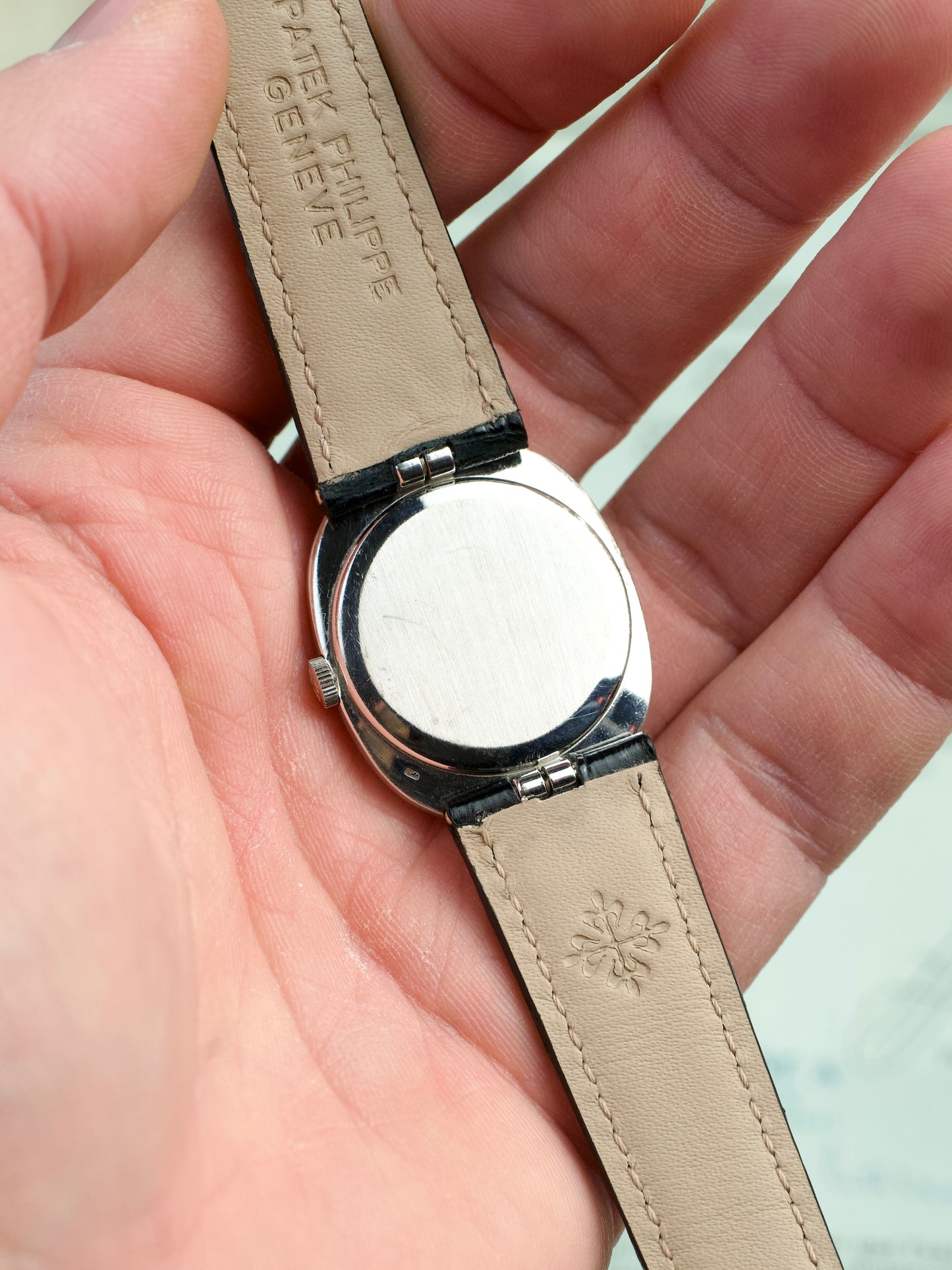 Patek Philippe Ellipse 3848G FULL SET 18 Carat White Gold 1970s