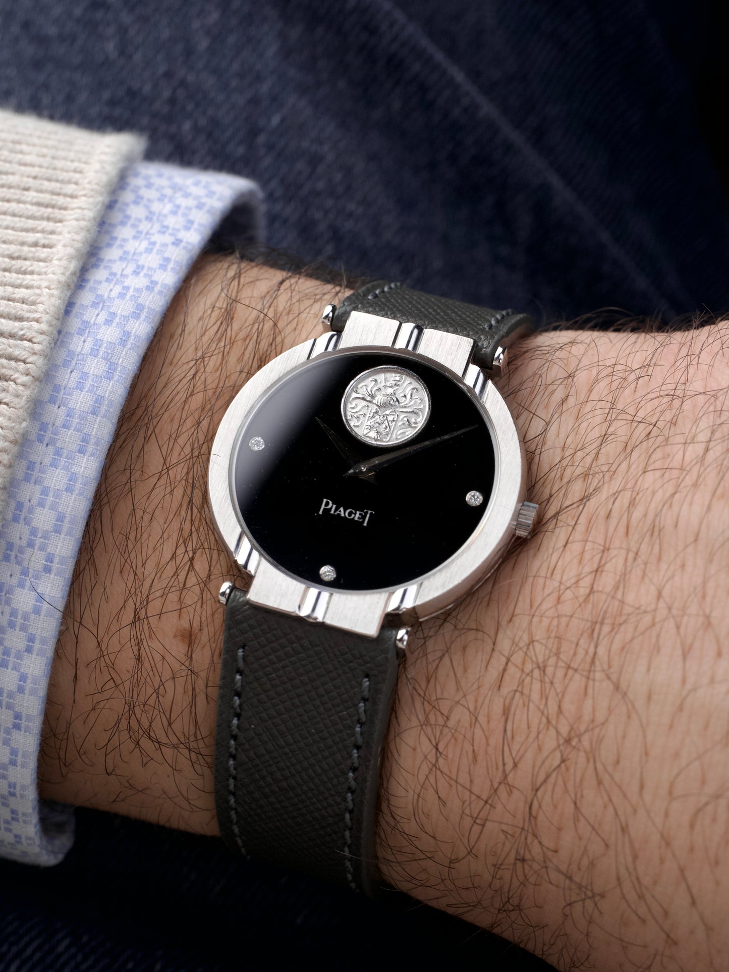 Piaget Polo 9993 18 Carat White Gold Onyx Dial Mechanical 1980s