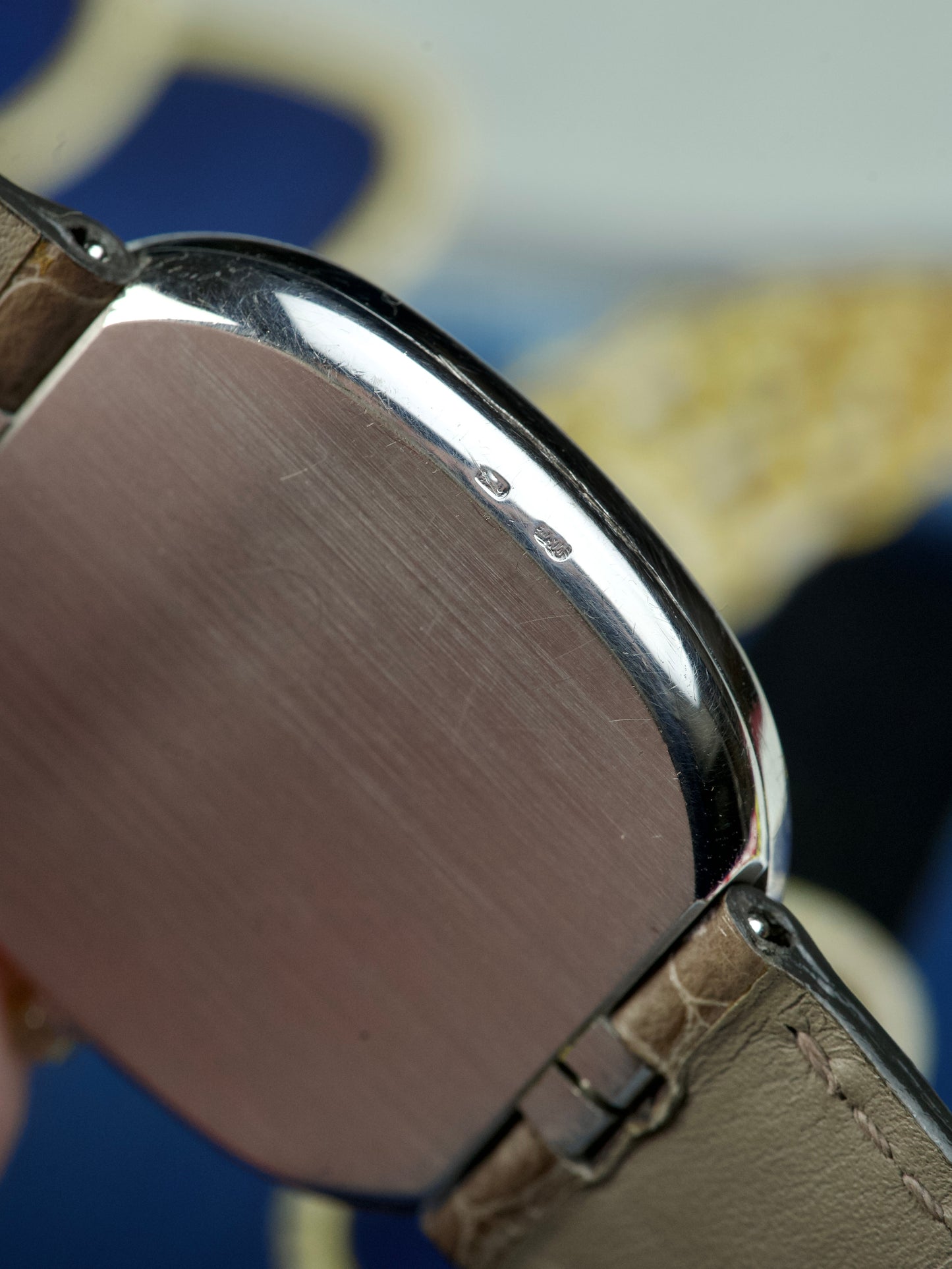 Patek Philippe Ellipse 3738 Blue Sunburst Sigma 18 Carat White Gold Jumbo automatic 1990s