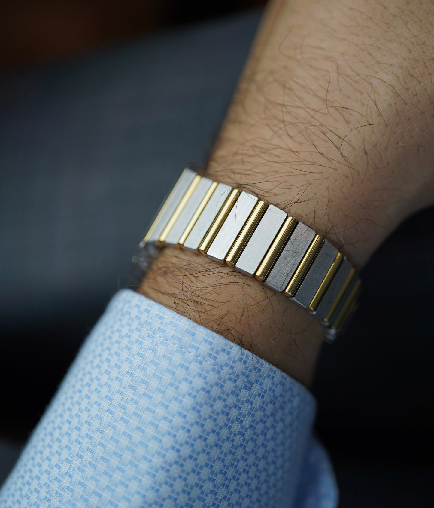 1980s Piaget Polo 791 C701 Deux Ors 18 Carat White Yellow Gold Vintage Watch