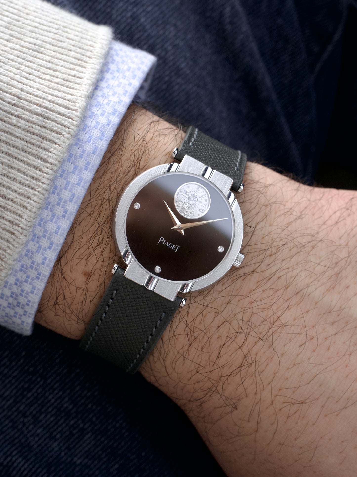 Piaget Polo 9993 18 Carat White Gold Onyx Dial Mechanical 1980s