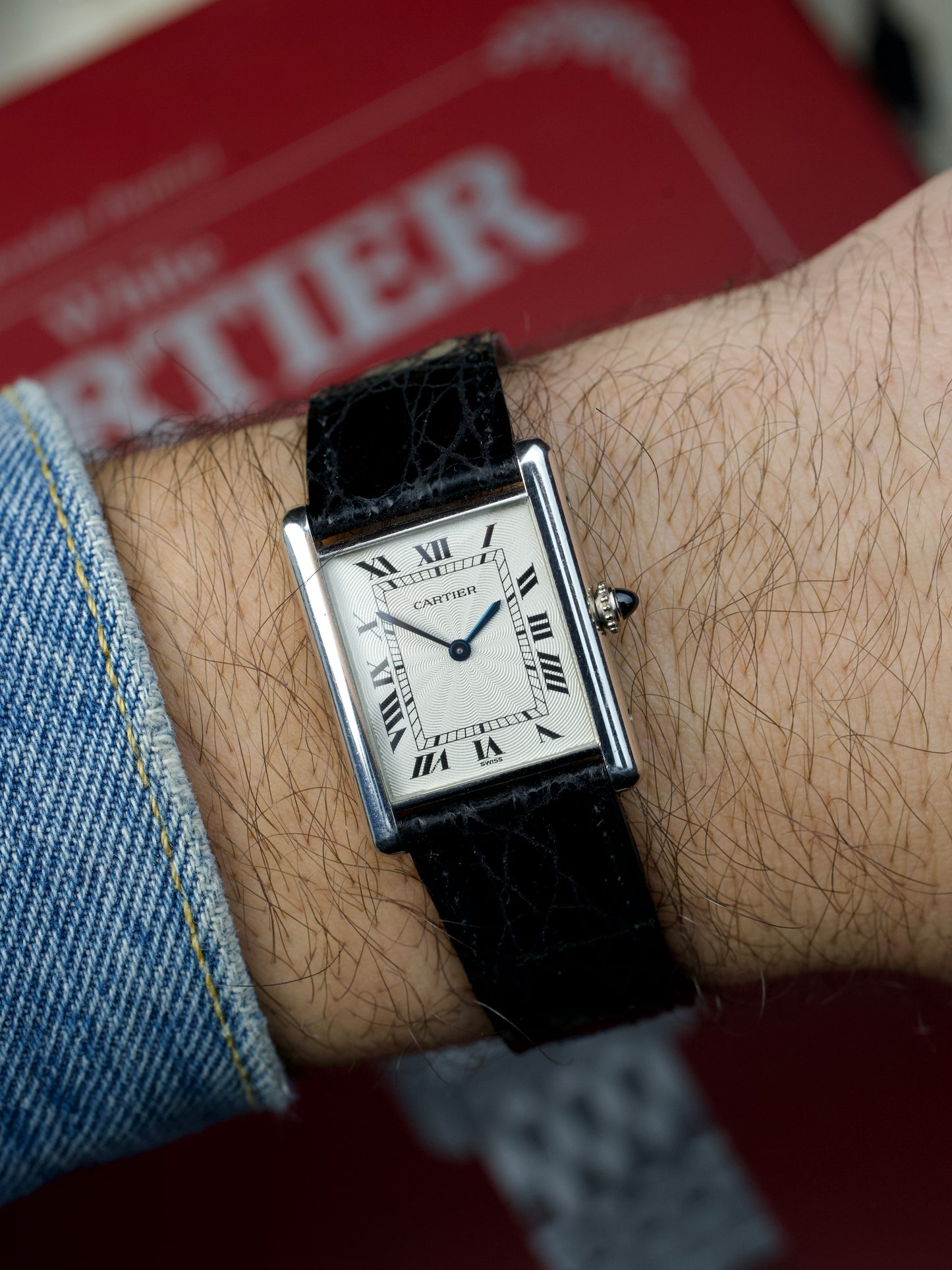 90s Cartier Tank Louis 1601 Flinque’ pre CPCP Guilloche Extra Plate Platinum