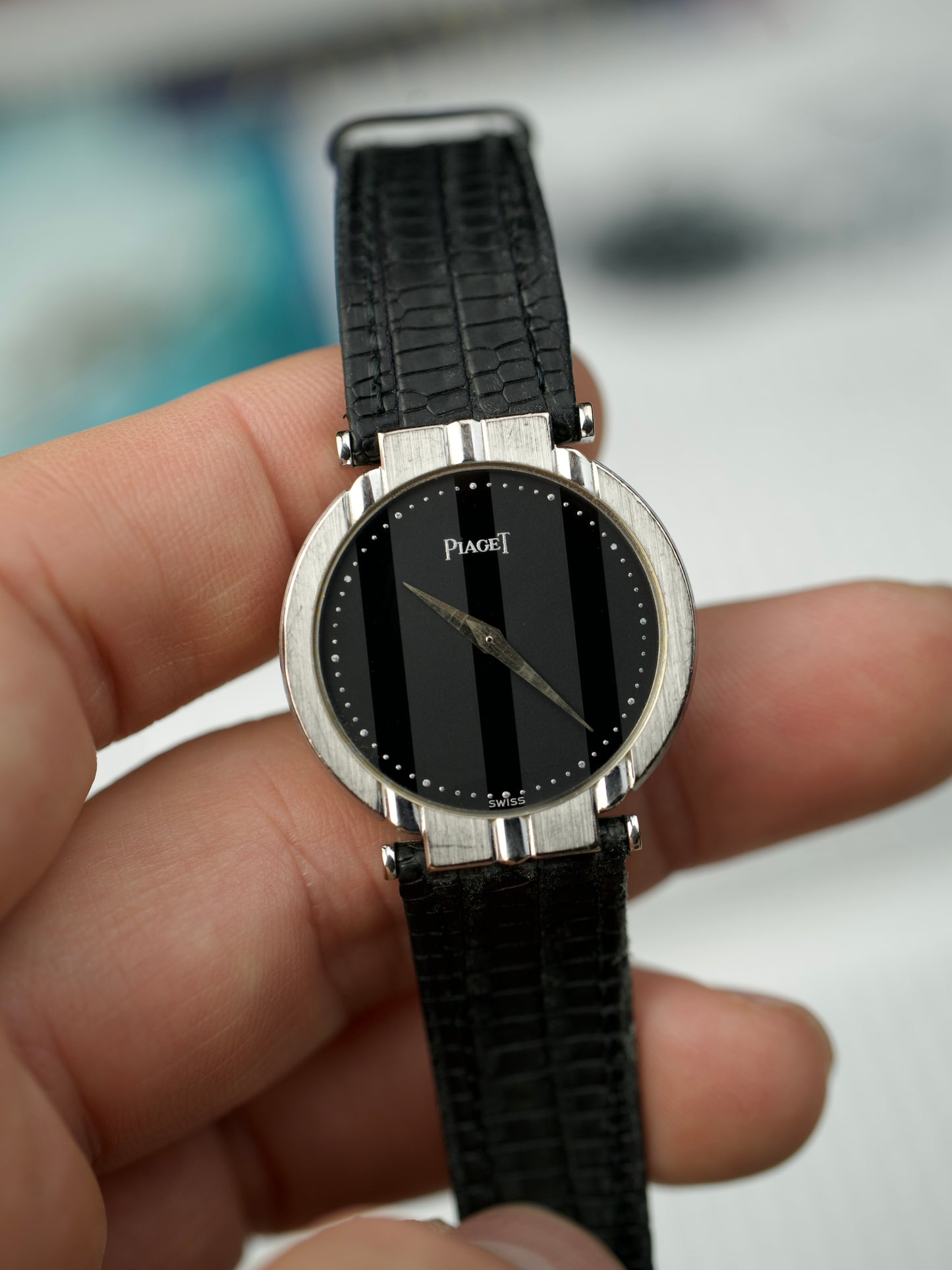 80s Piaget Polo 7273 Onyx 18 Carat White Gold