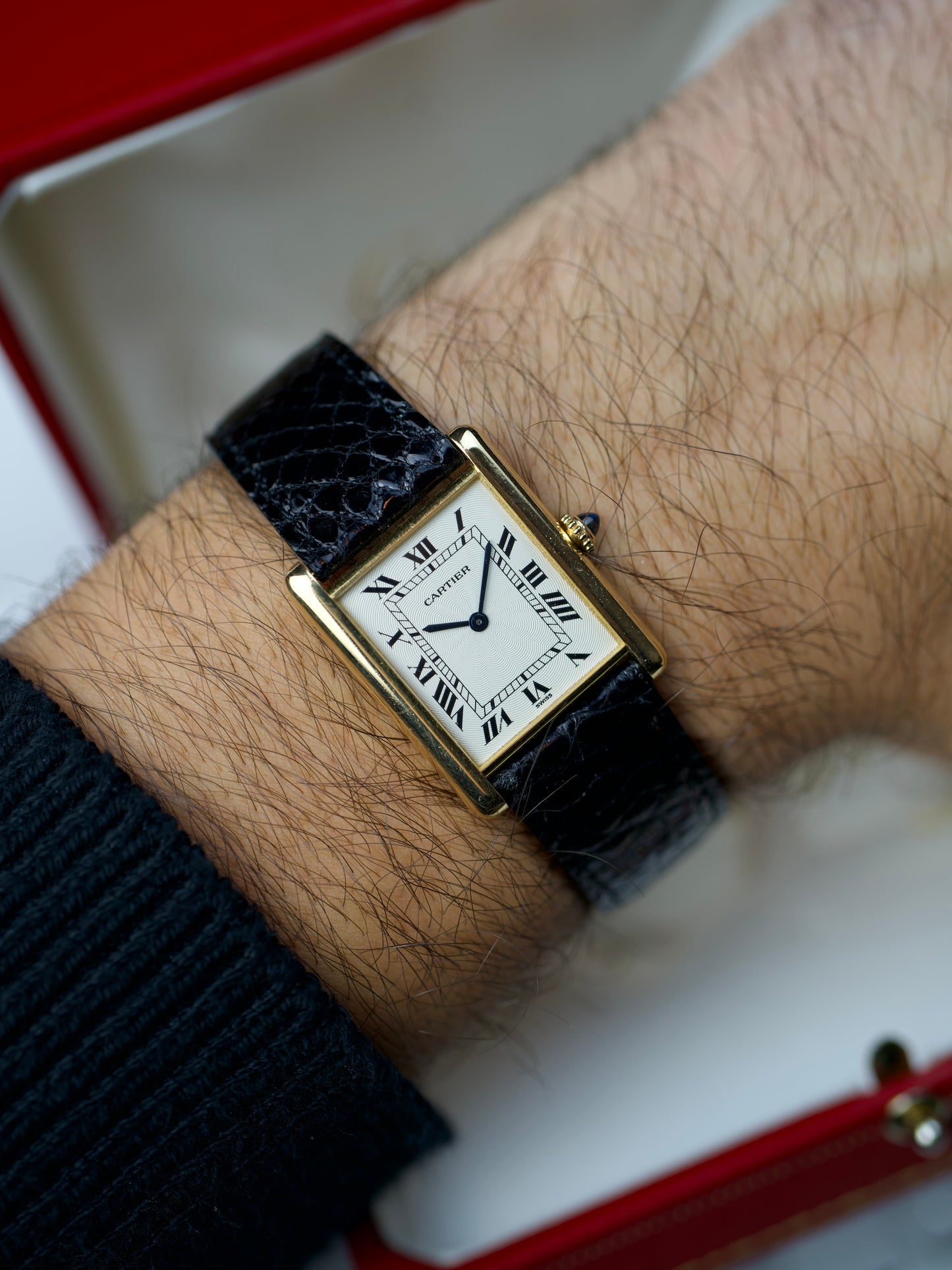 1990s Cartier Tank Louis 96065 FULL SET Flinque’ pre CPCP 18K Yellow Gold