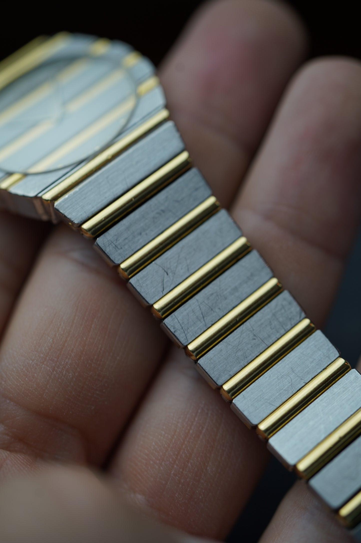 1980s Piaget Polo 791 C701 Deux Ors 18 Carat White Yellow Gold Vintage Watch