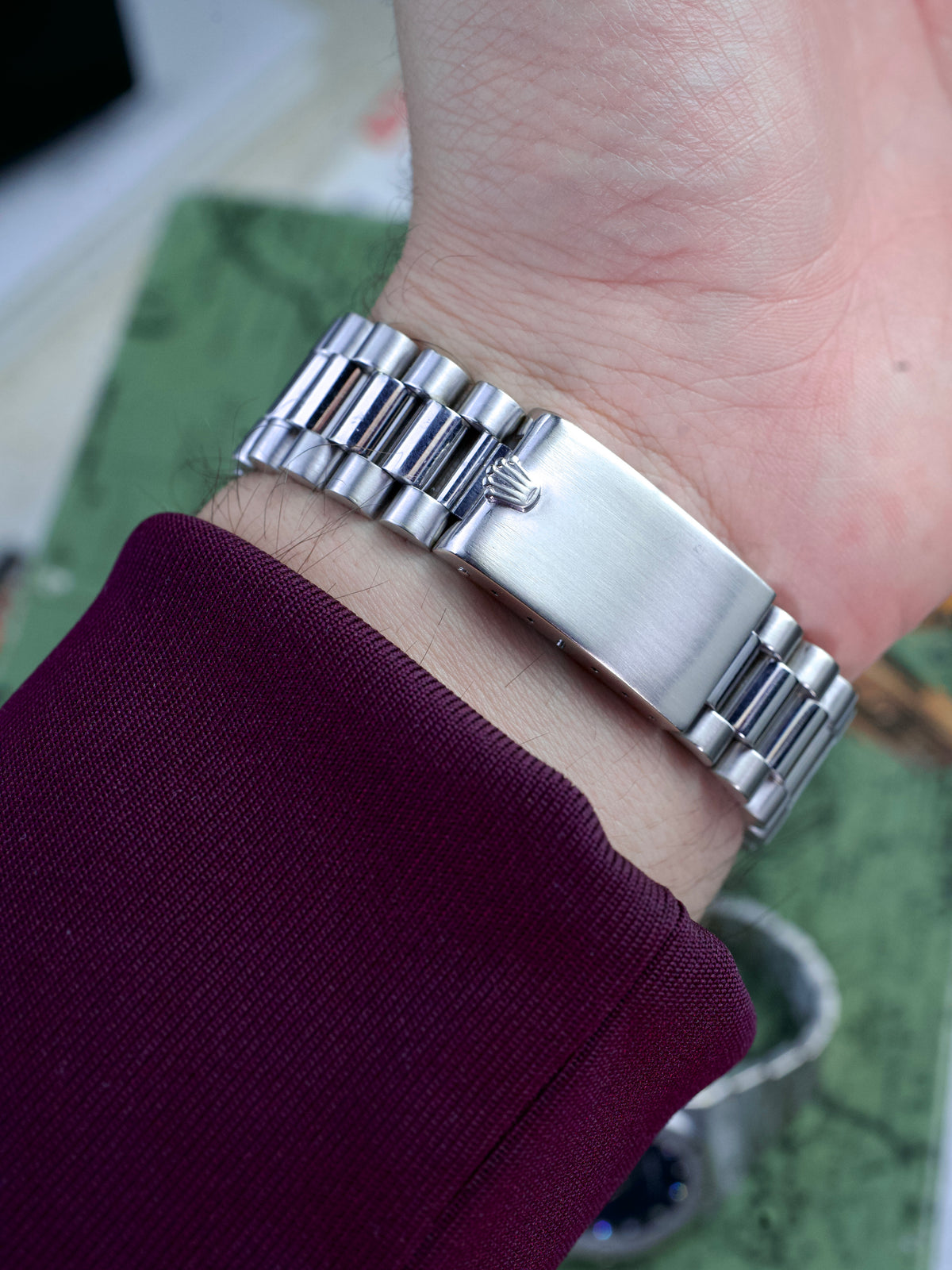 Rolex Day Date 1803 Oxblood Stella T swiss T White script White Gold 1960s