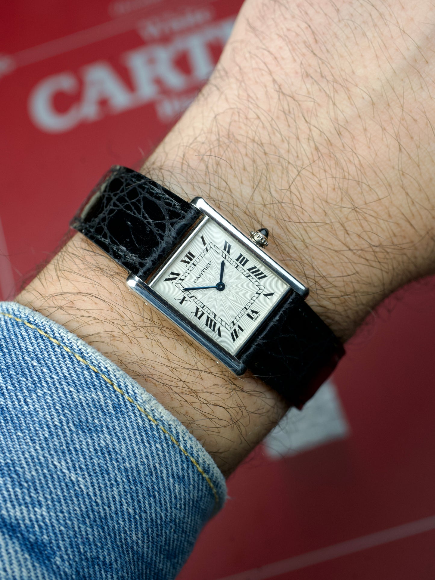 90s Cartier Tank Louis 1601 Flinque’ pre CPCP Guilloche Extra Plate Platinum