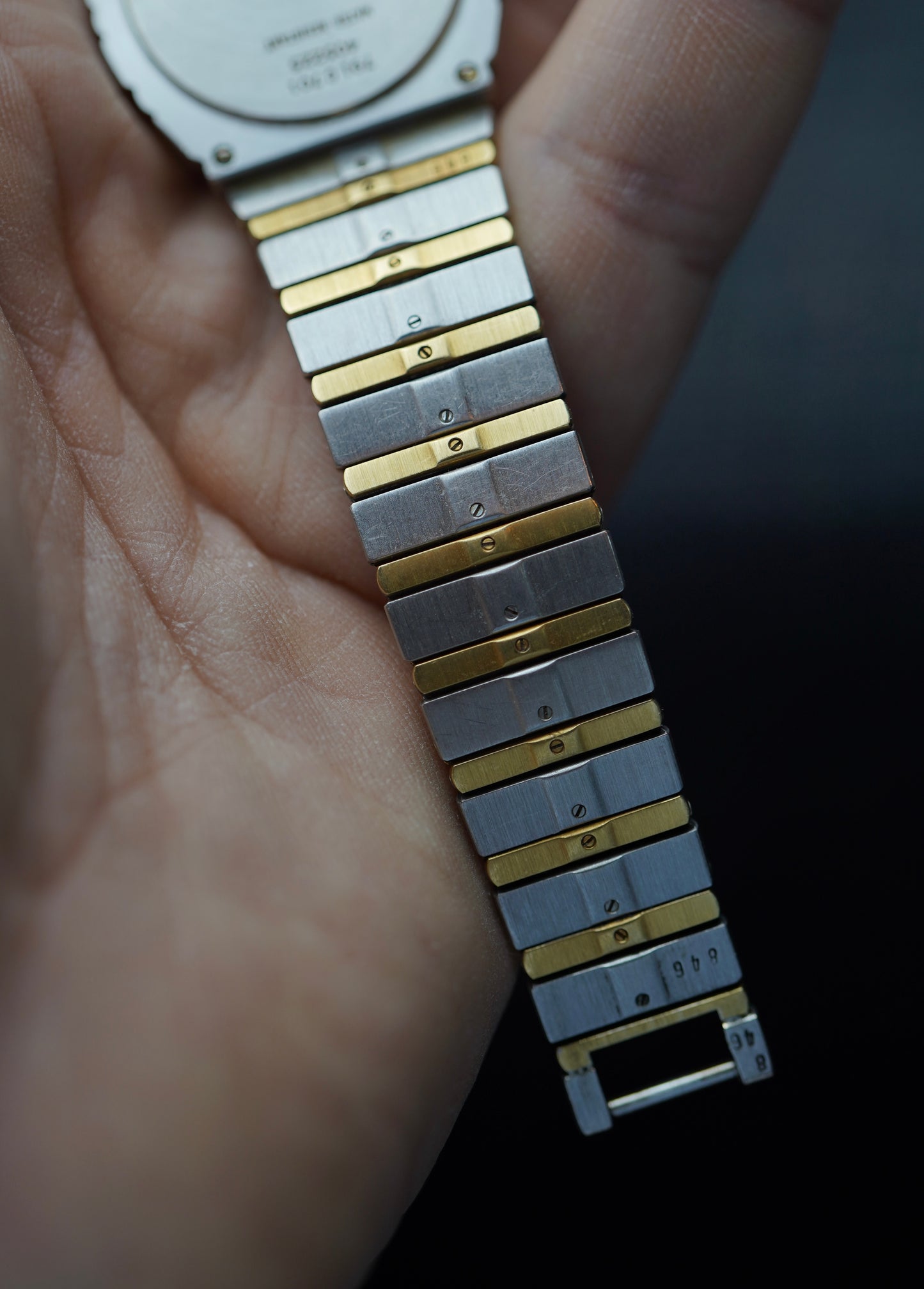 1980s Piaget Polo 791 C701 Deux Ors 18 Carat White Yellow Gold Vintage Watch