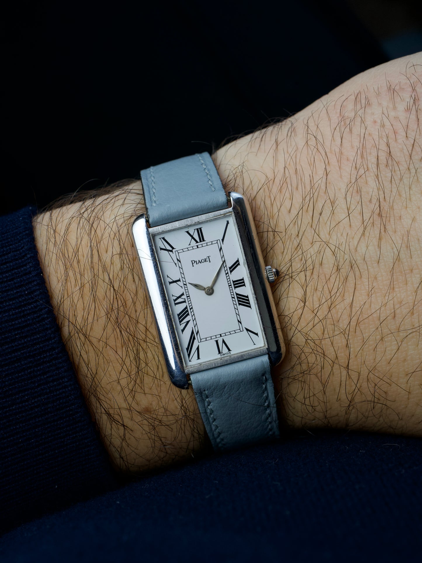 80s Piaget Tank Allongee 9228 18 Carat White Gold
