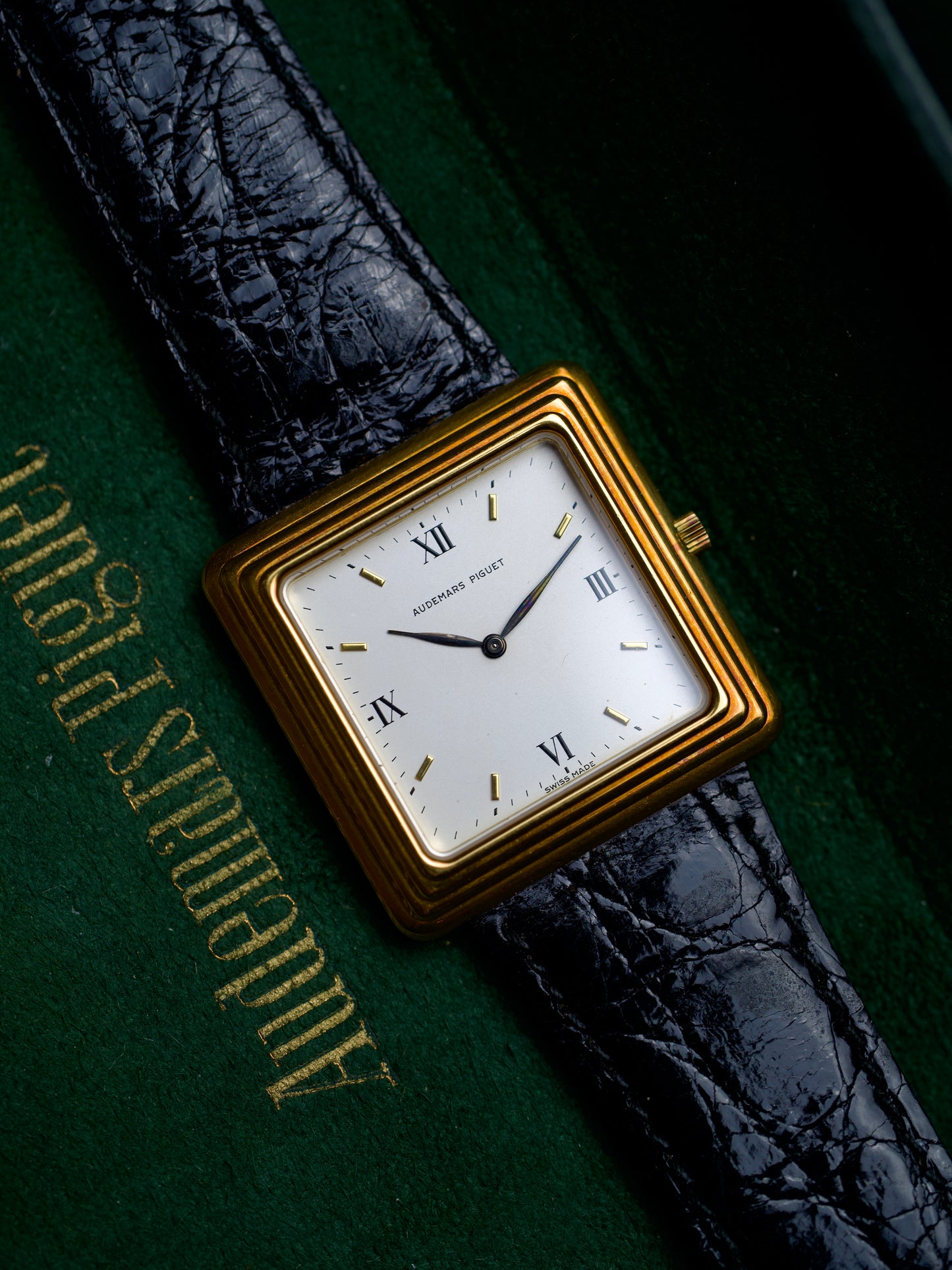 1970s Audemars Piguet TV Screen Cristallor Tank 18 Carat Gold