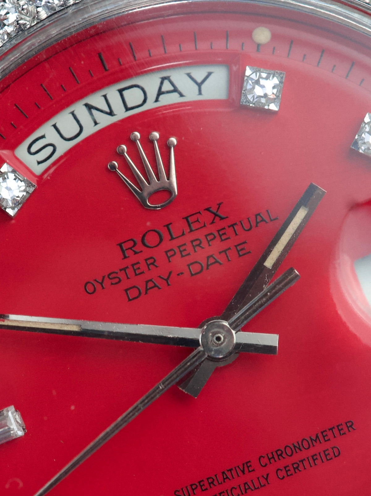 Rolex Day Date 1804 Coral Stella T swiss T white Gold 1970s