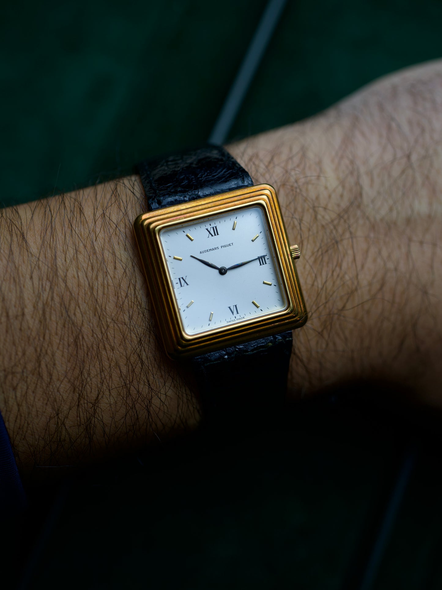1970s Audemars Piguet TV Screen Cristallor Tank 18 Carat Gold