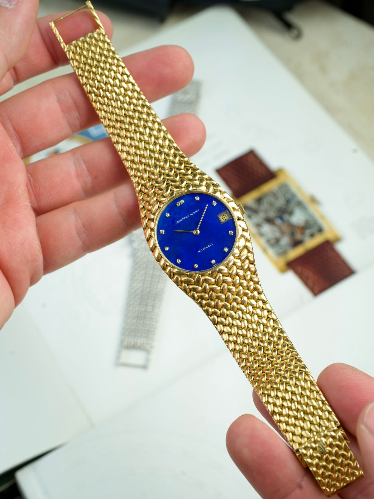 Audemars Piguet Cobra 5403 Lapis Stone dial Blue Dial 18 Carat Gold 1970s