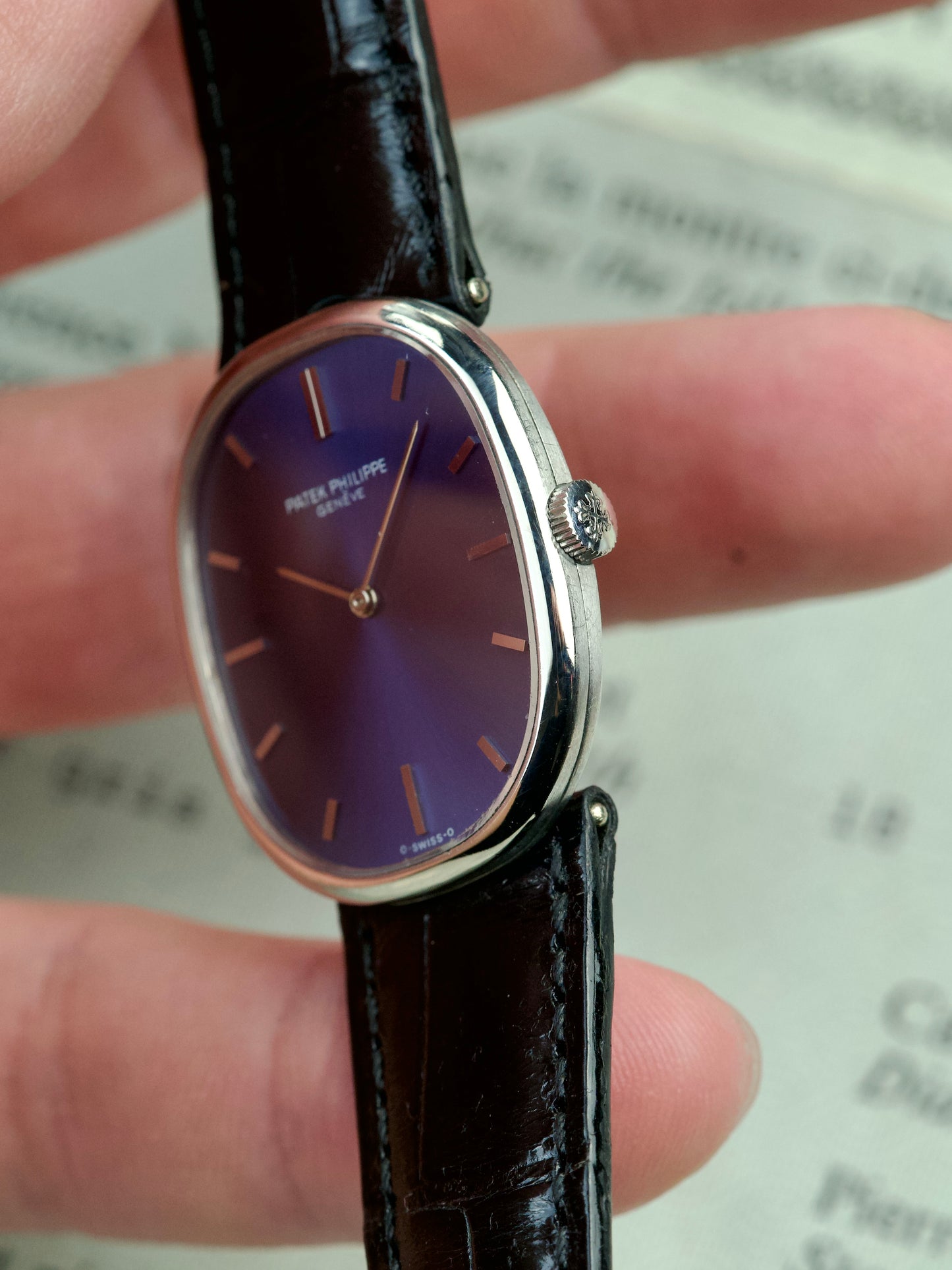 Patek Philippe Ellipse 3848G FULL SET 18 Carat White Gold 1970s