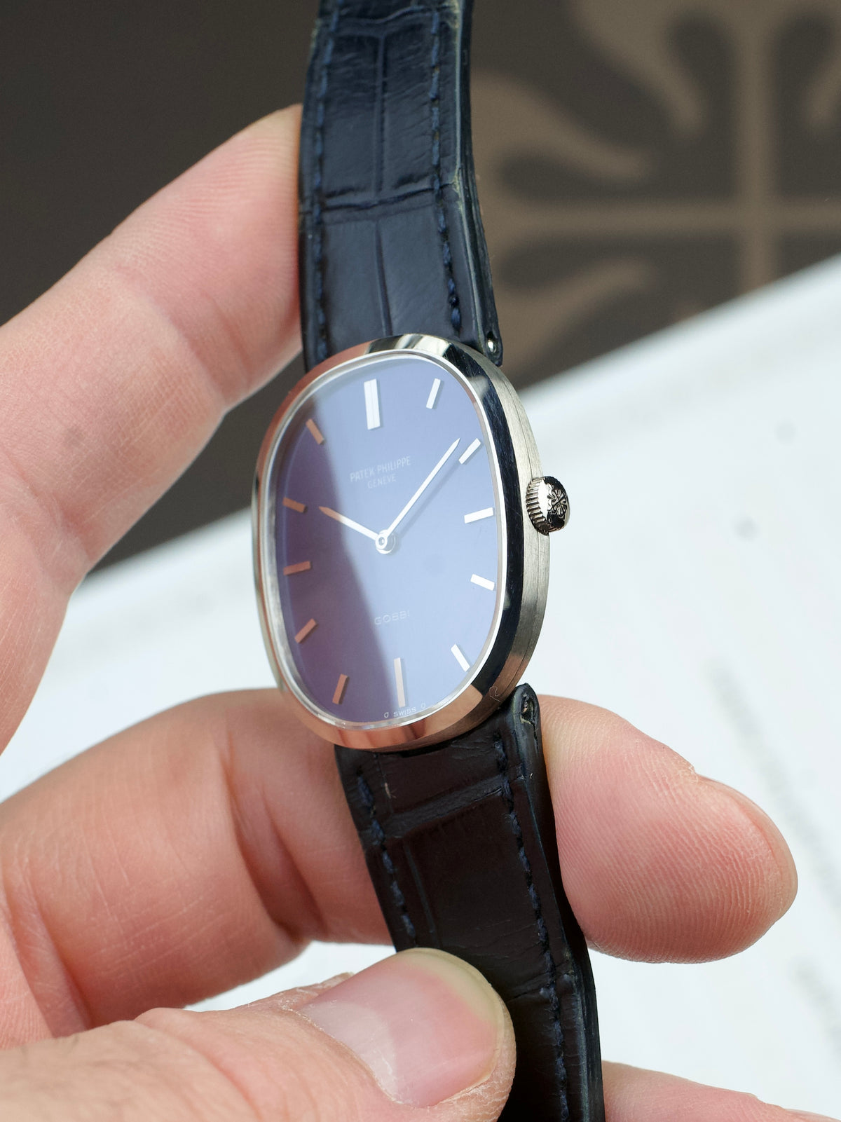 Patek Philippe Ellipse 3548G Gobbi 3848G 18 Carat White Gold 1970s