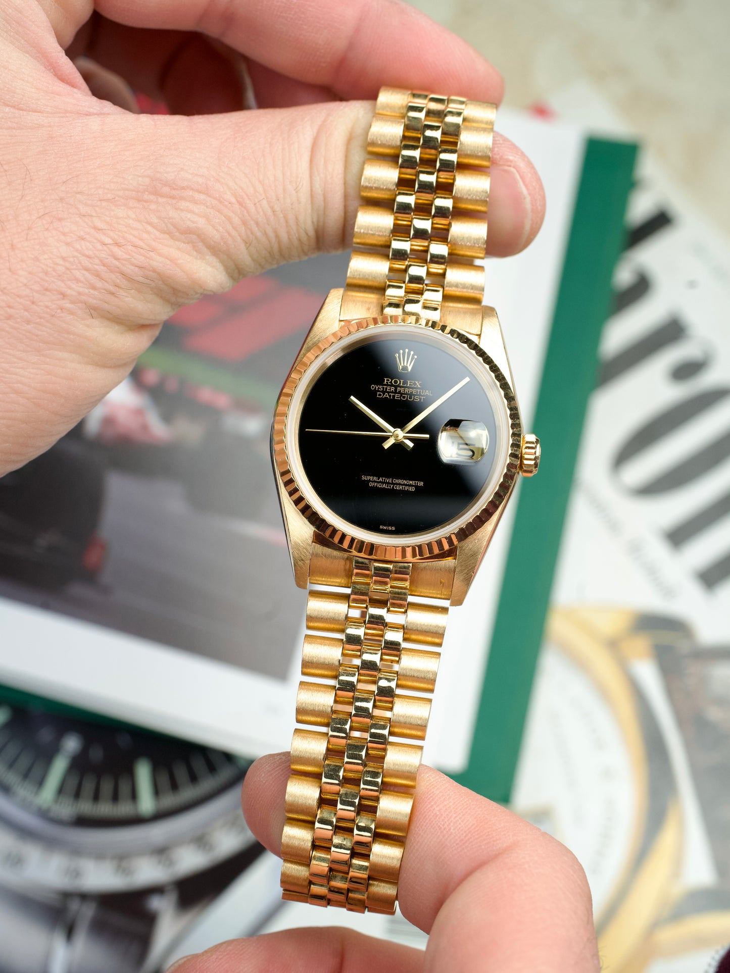 Payment 2/4 - invoice 20261026: Rolex Datejust 16238 Onyx Stone Dial 18 carat gold 1980s