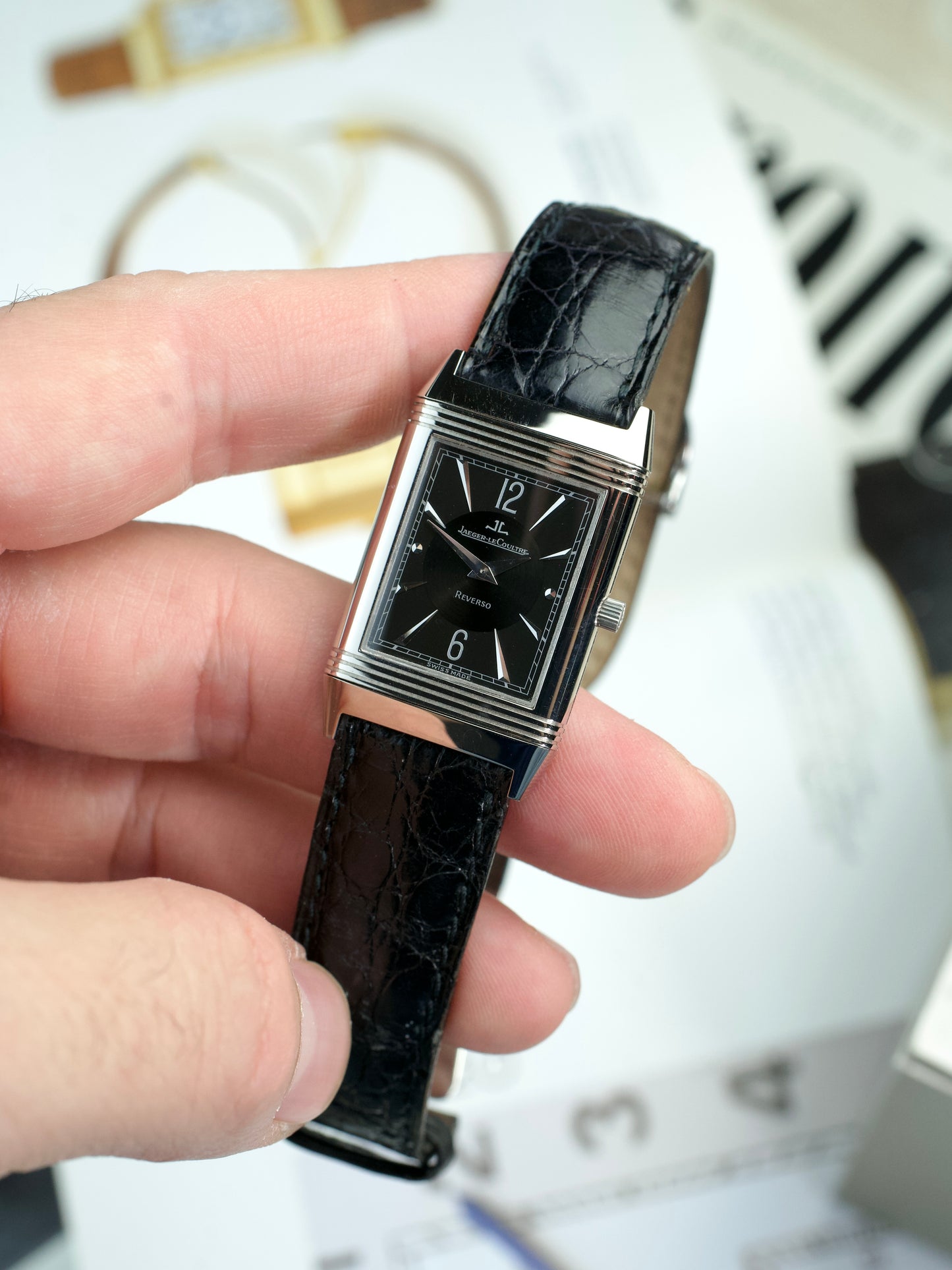 Jaeger LeCoultre Reverso Classique 250.3.86 Art Deco JLC 18 Carat White Gold 1990s