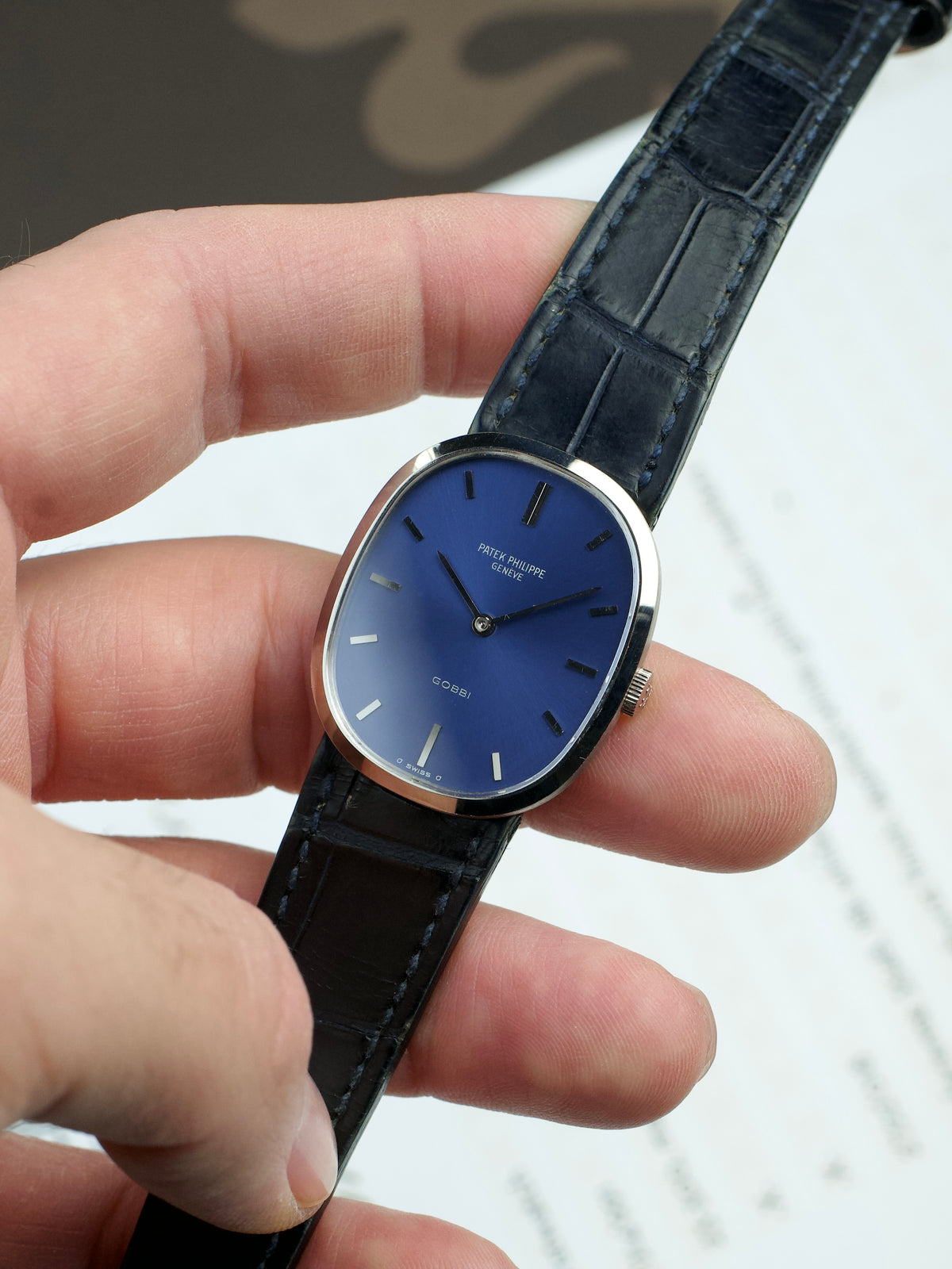 Patek Philippe Ellipse 3548G Gobbi 3848G 18 Carat White Gold 1970s