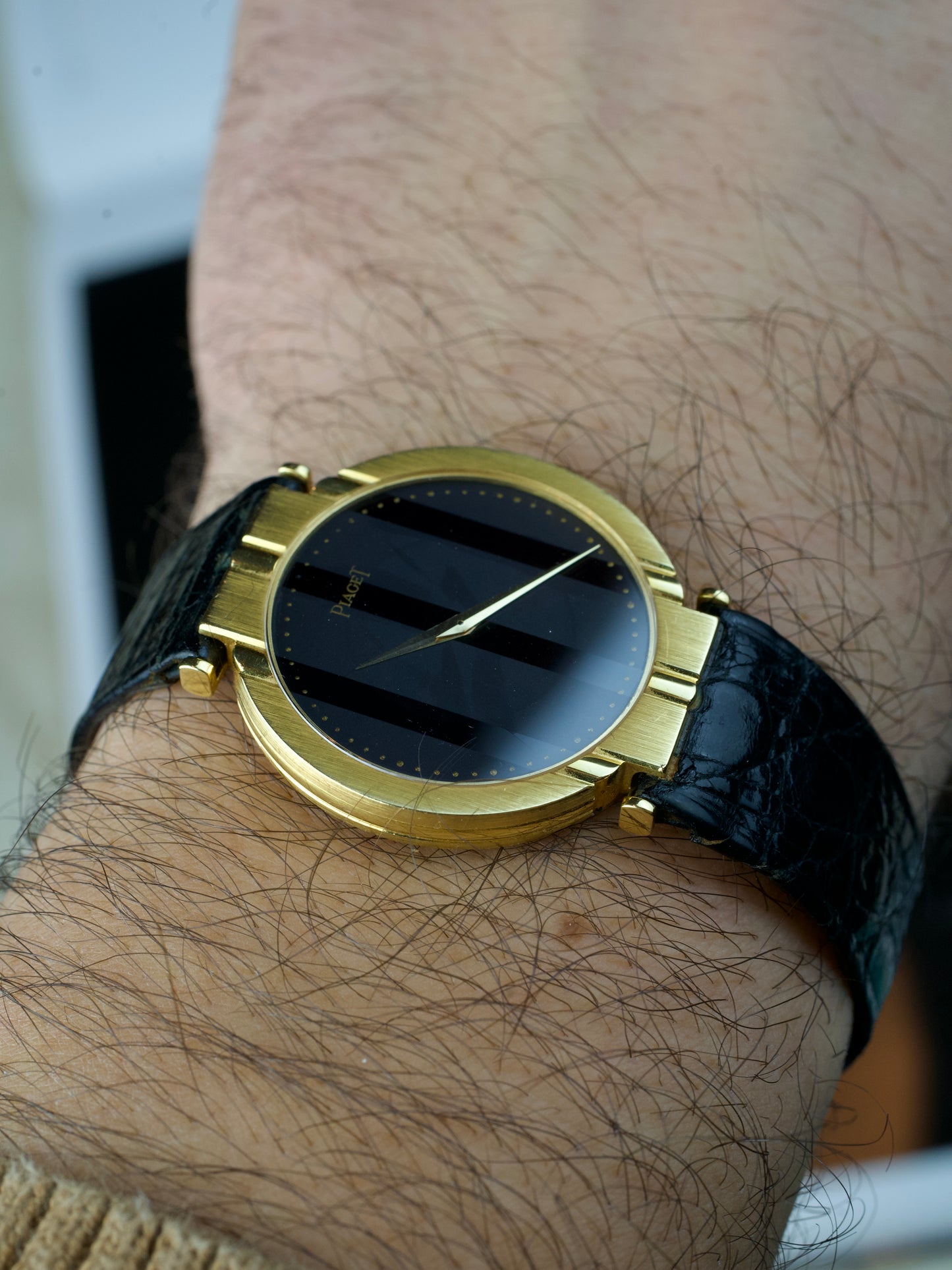 1980s Piaget Polo 7673 Onyx Jumbo 18 Carat Gold