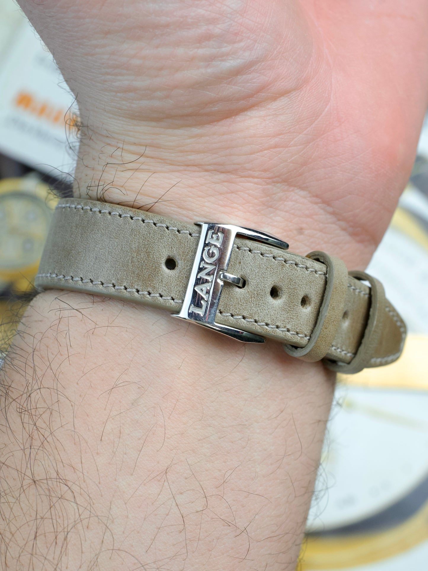A. Lange Söhne Saxonia 105.035 Darth Junior 950 Platinum vintage watch, buckle