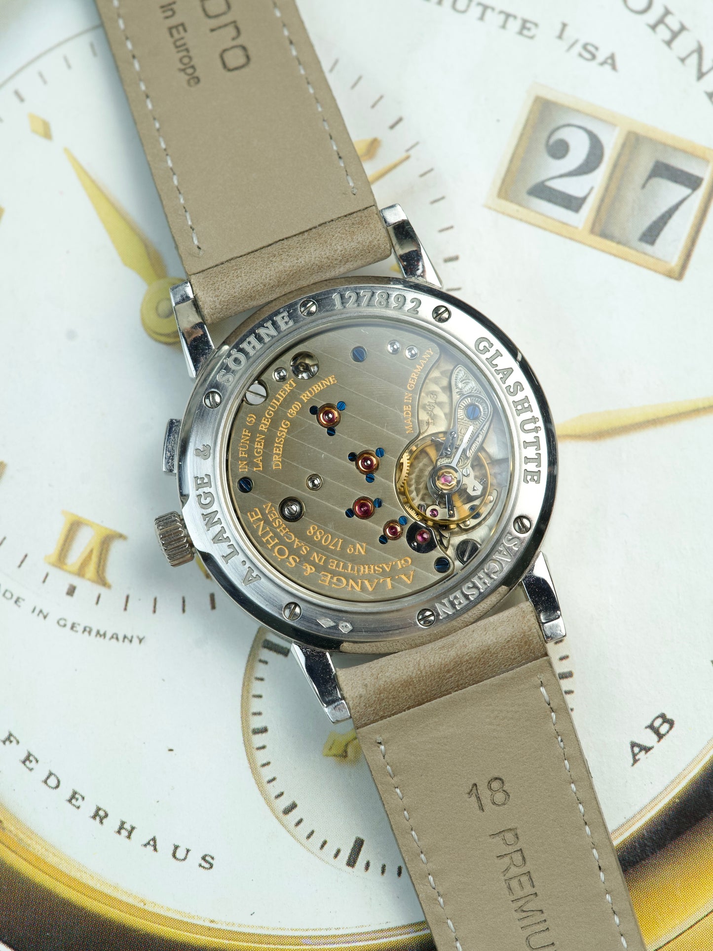 A. Lange Söhne Saxonia 105.035 Darth Junior 950 Platinum vintage, back
