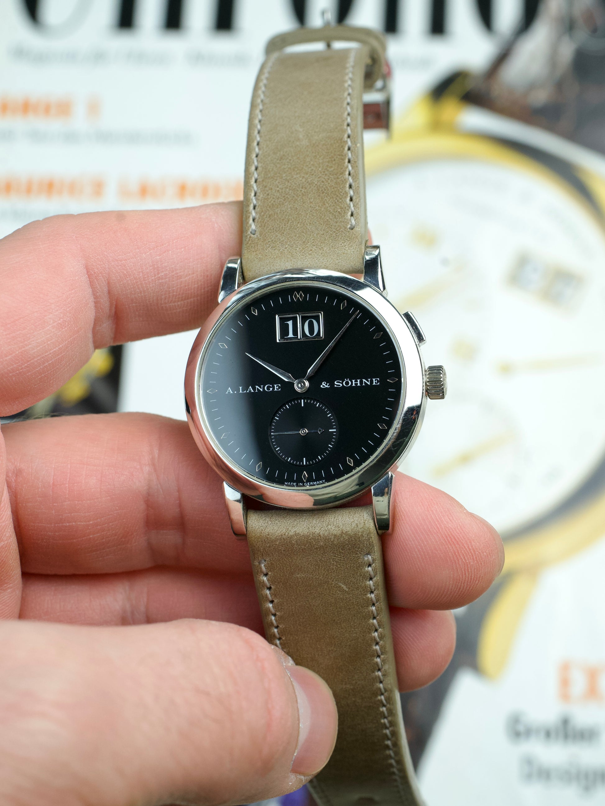 A. Lange Söhne Saxonia 105.035 Darth Junior 950 Platinum 1990s investment grade, front