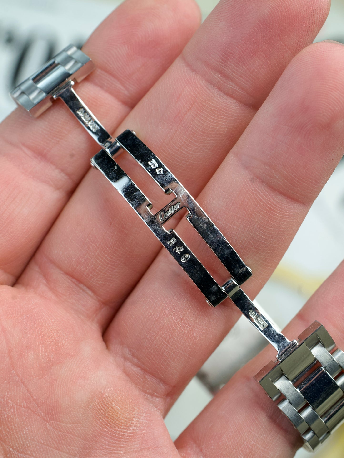 Cartier Tank Americaine 2490 Factory Diamonds Guilloche Dial Unpolished 18K White Gold 2000s