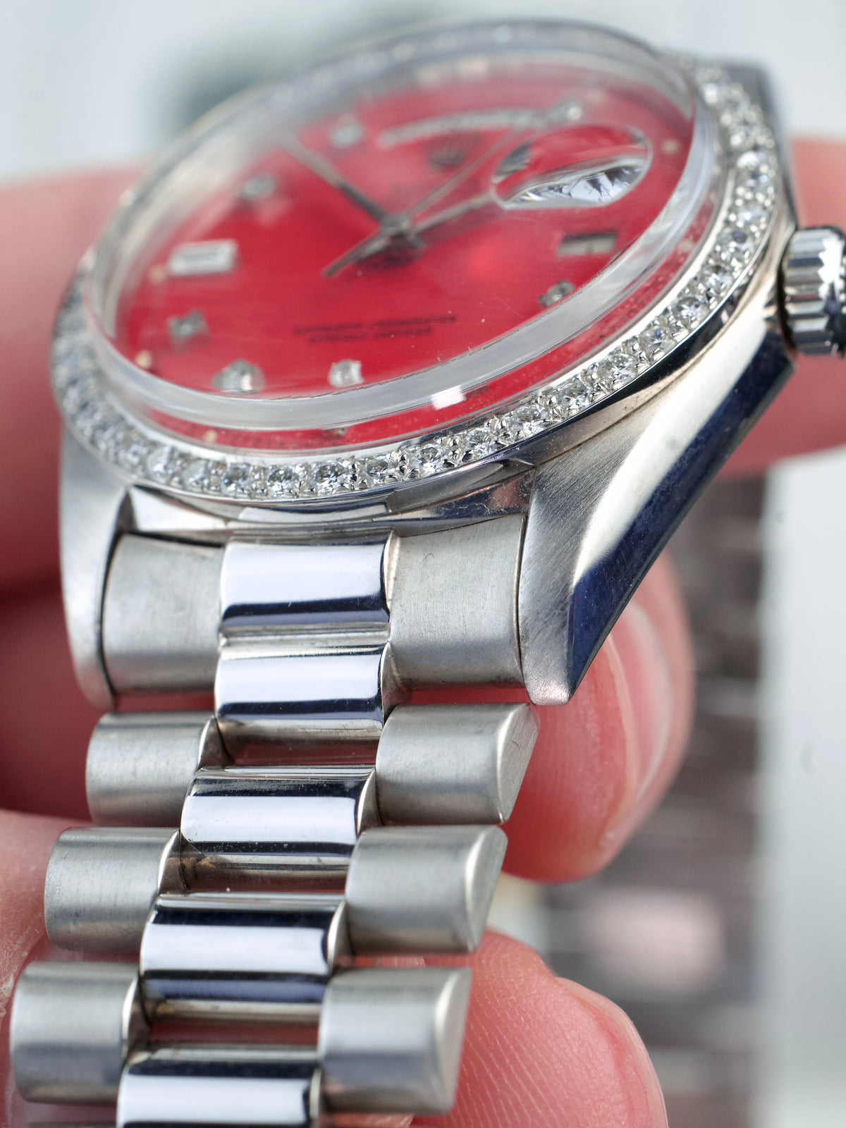 Rolex Day Date 1804 Coral Stella T swiss T white Gold 1970s
