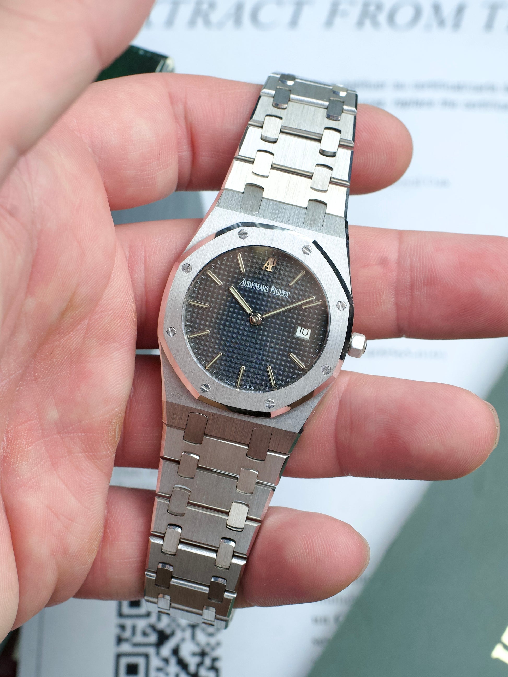 Audemars Piguet Royal Oak 56175BC 18 Carat WHITE Gold vintage FULL SET 1990s, front