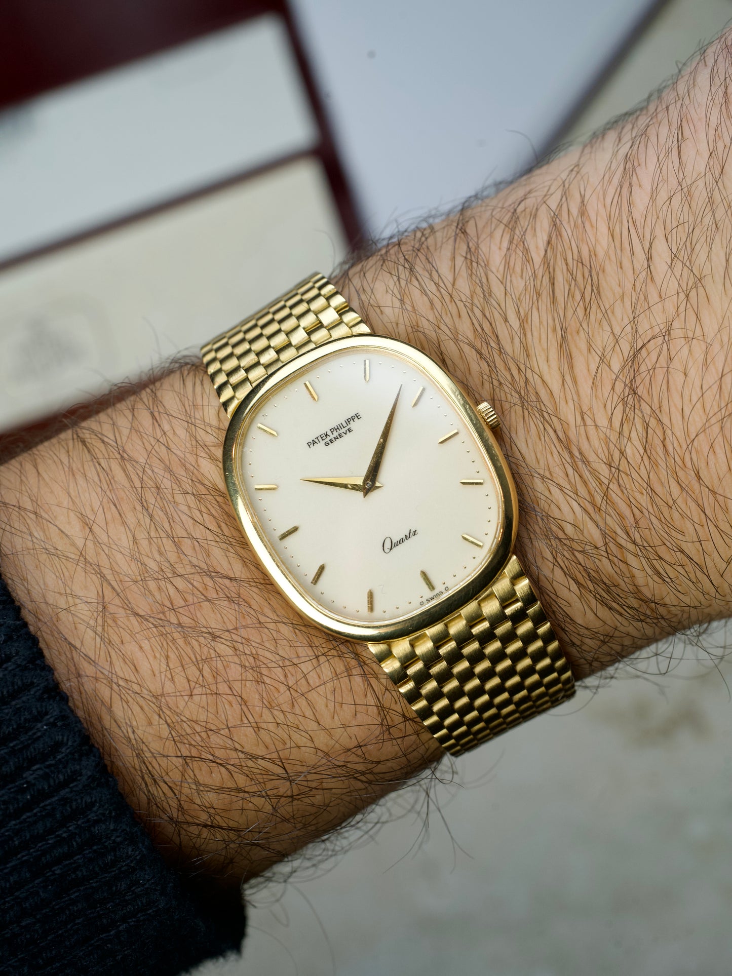 1980s Patek Philippe Ellipse 3838/001 Jumbo Full Set 18 Carat Yellow Gold