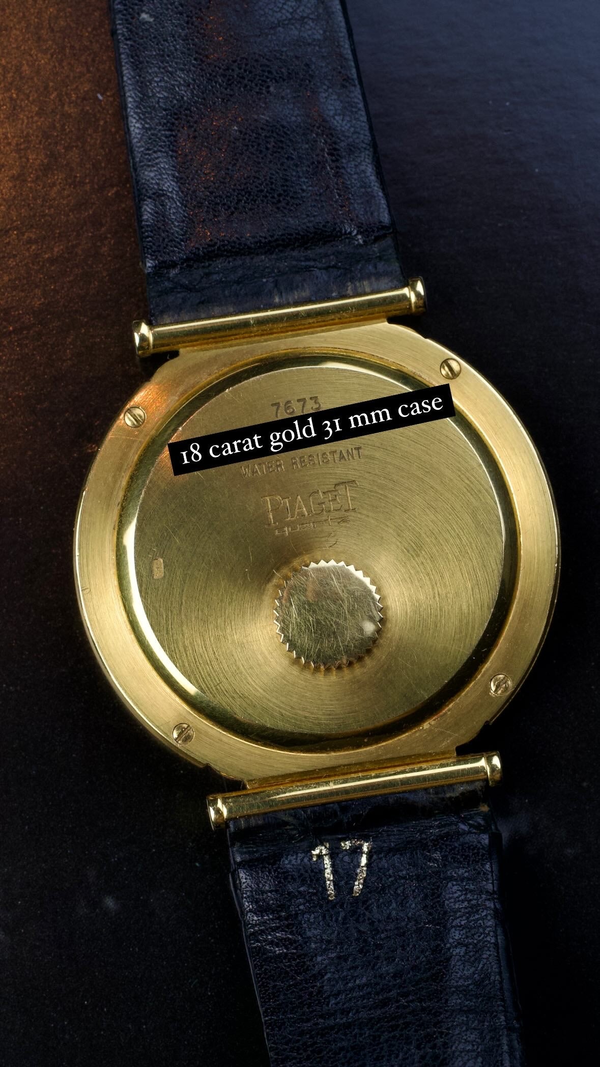 1980s Piaget Polo 7673 Onyx Jumbo 18 Carat Gold