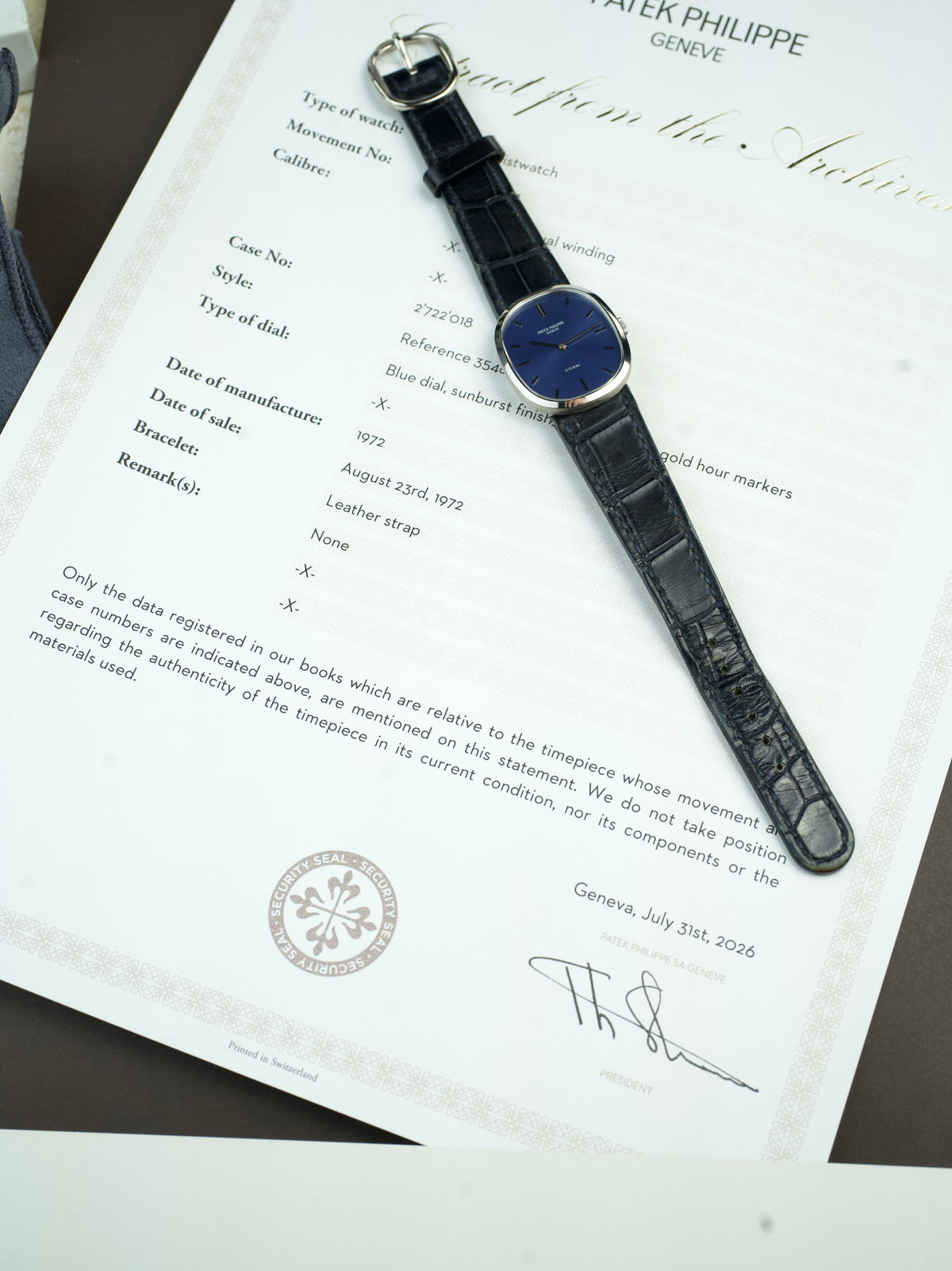 Patek Philippe Ellipse 3548G Gobbi 3848G 18 Carat White Gold 1970s