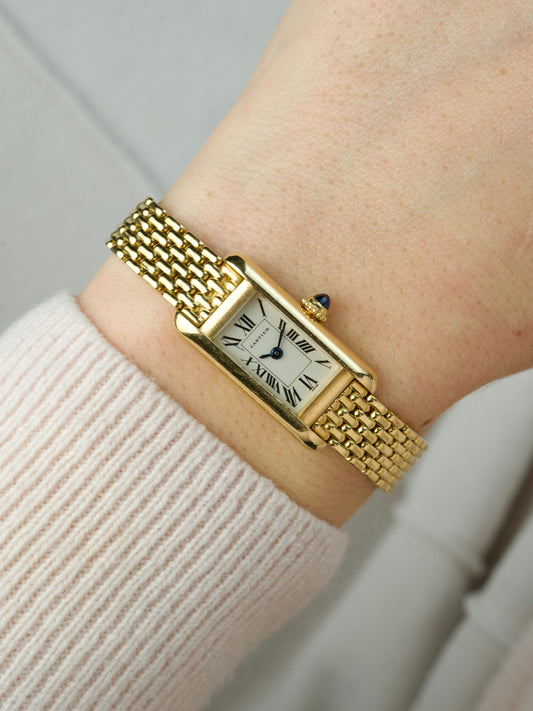 Cartier Tank Mini Allongee 828004 Grain de Riz 18K Yellow Gold lady s/m