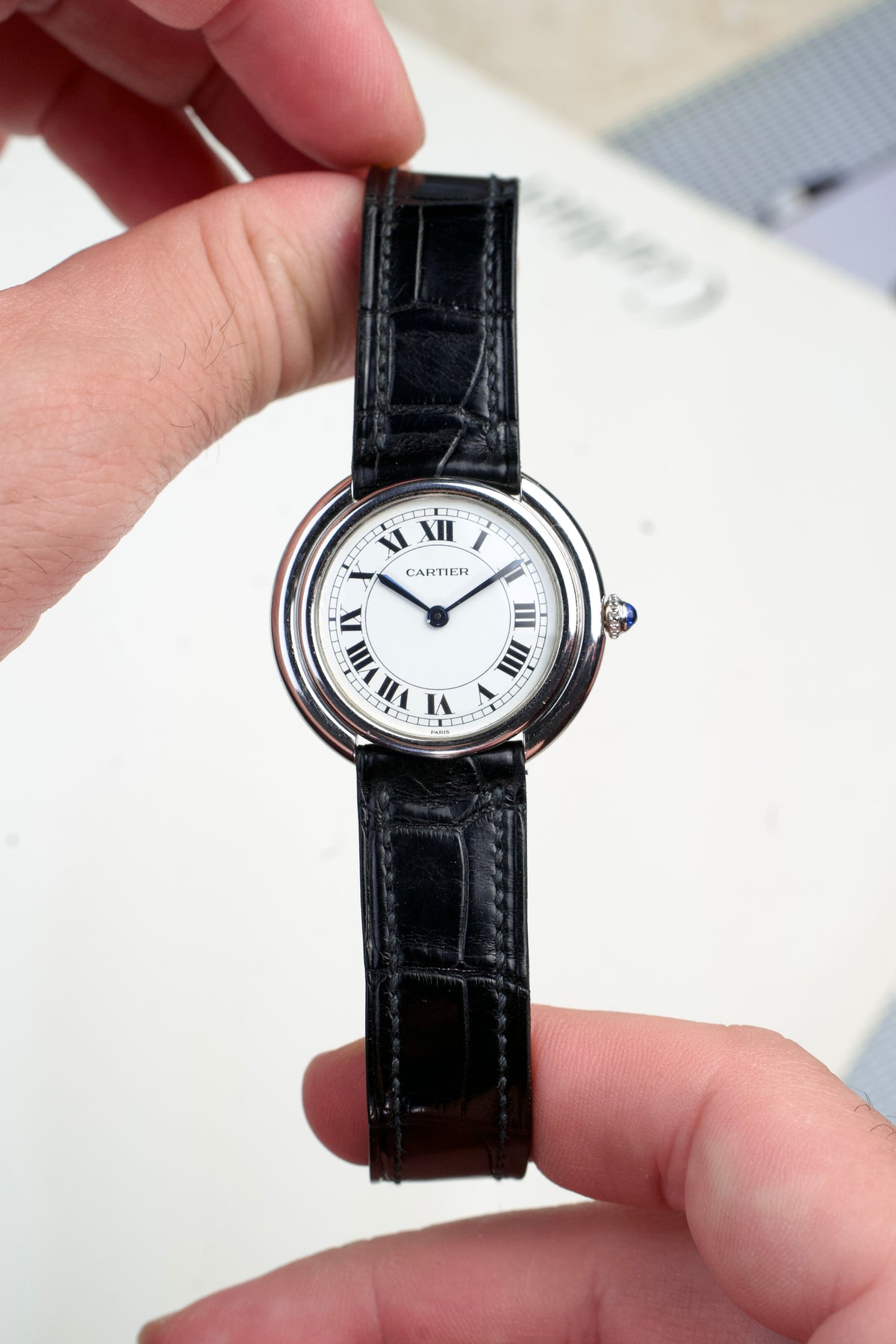 Cartier Tank Vendome 78090 18 carat White Gold vintage 1970s, front