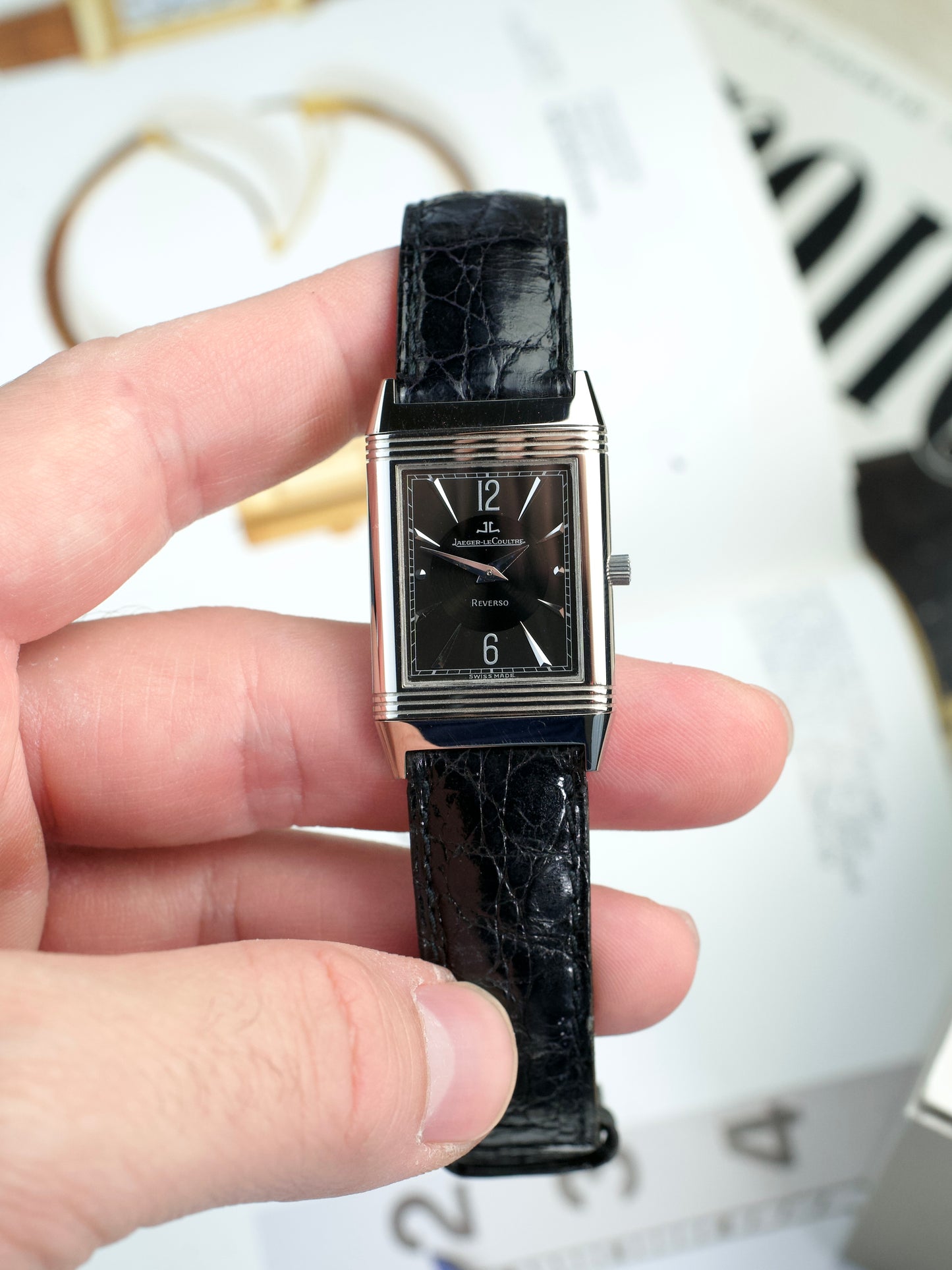 Jaeger LeCoultre Reverso Classique 250.3.86 Art Deco JLC 18 Carat White Gold 1990s