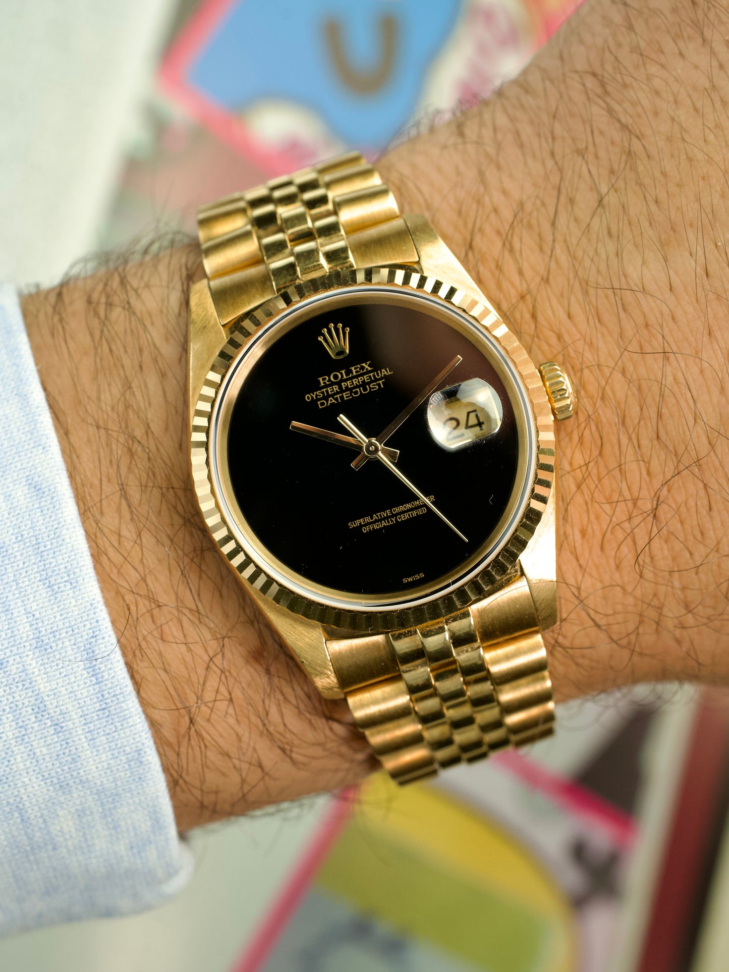Rolex Datejust 16238 Onyx Stone Dial 18 carat gold 1980s
