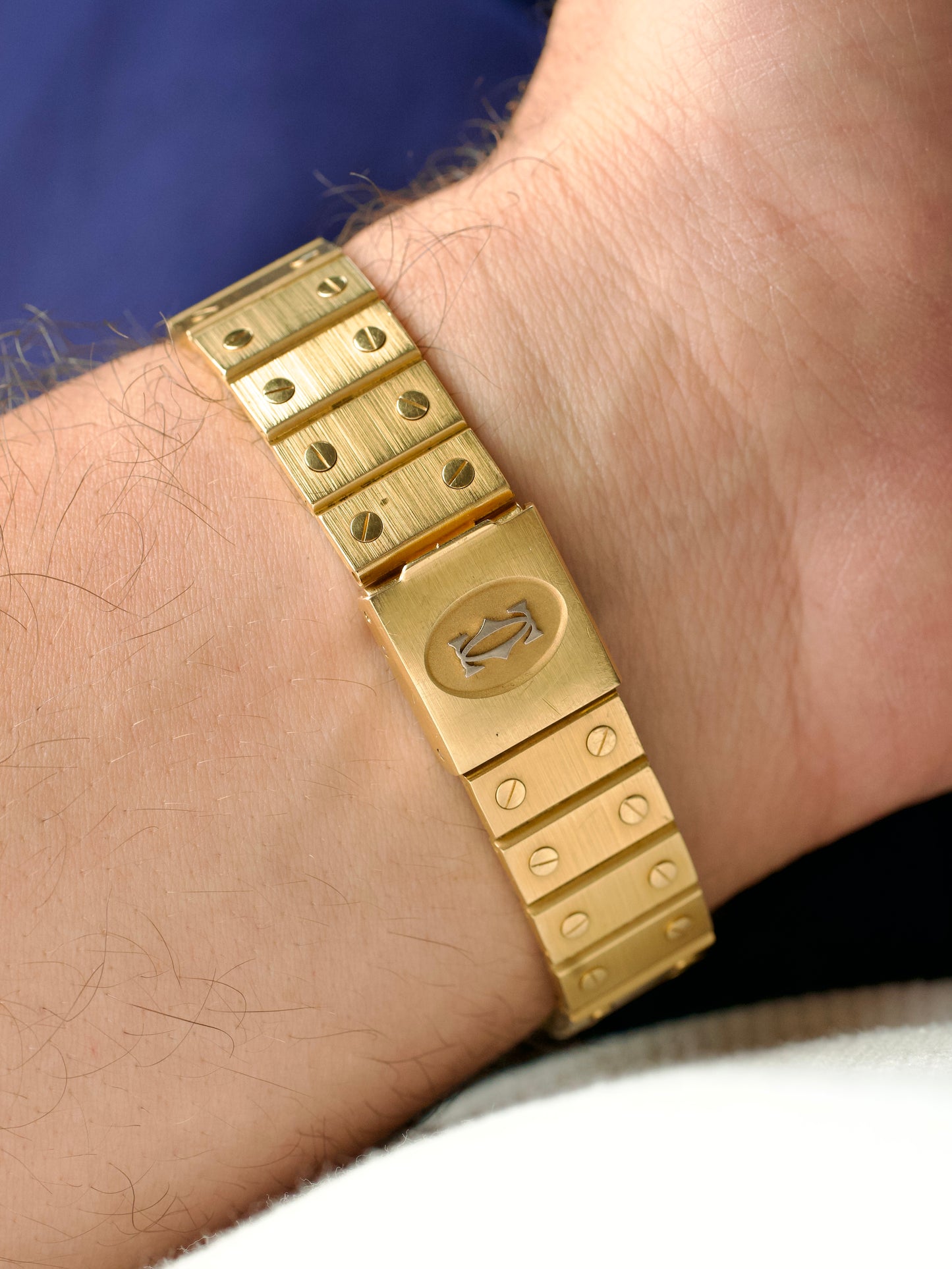 Cartier Santos Octagon 2965 or massif Ferrite Paris Stone dial vintage watch 1980s