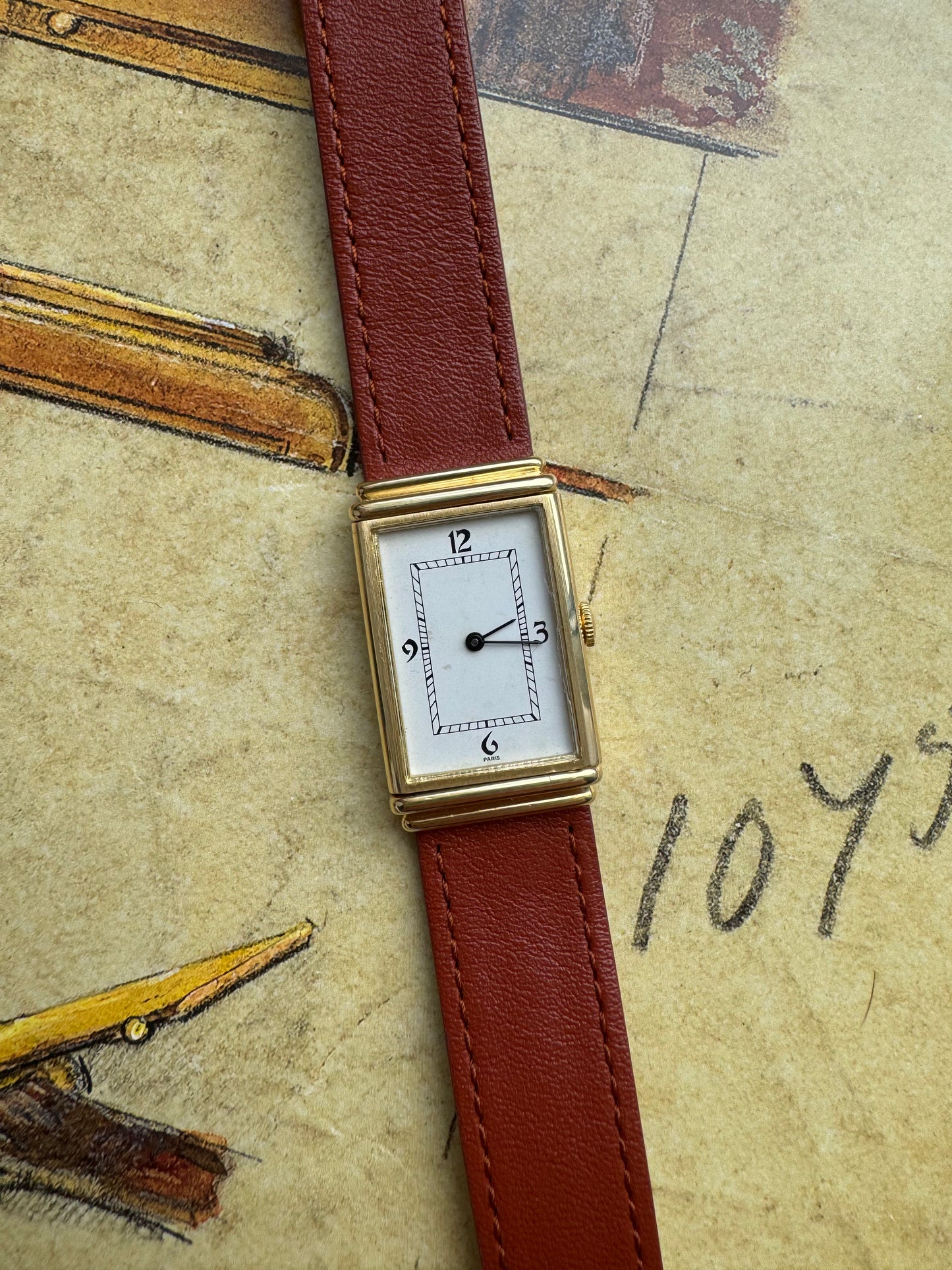 1970s Yves Saint Laurent Reverso Vintage Watch 18 Carat Gold