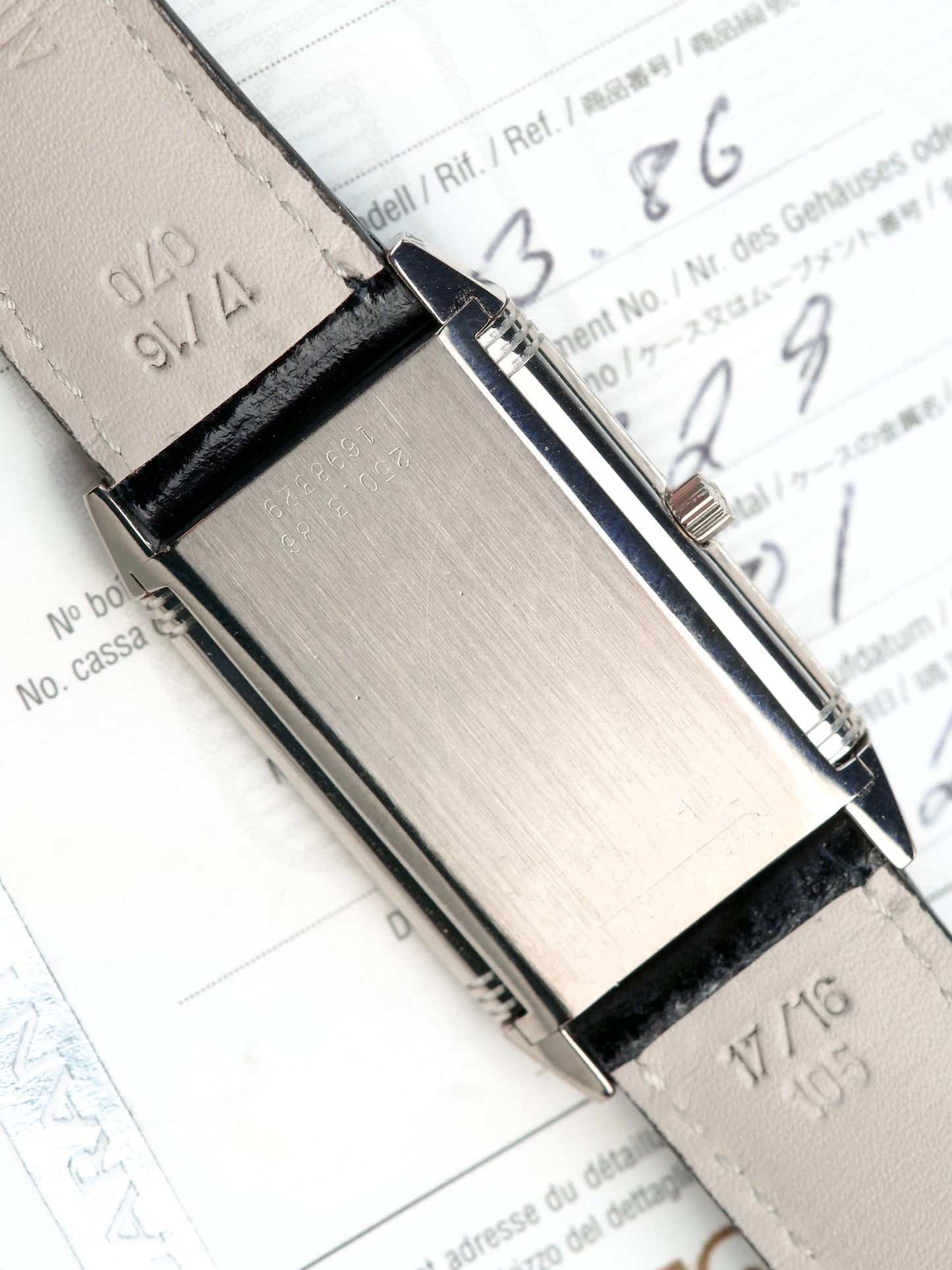 Jaeger LeCoultre Reverso FULL SET Classique 250.3.86 Art Deco JLC 18 Carat White Gold 2000s preowned watch, back