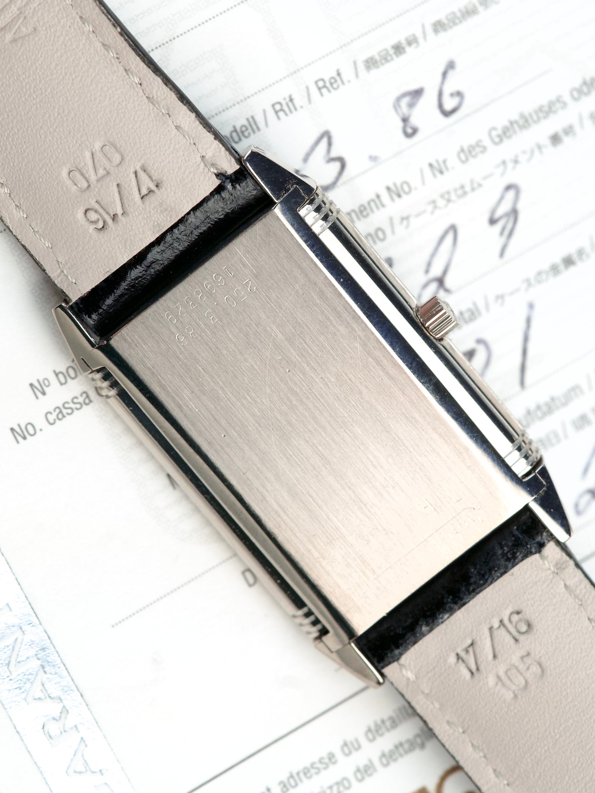 Jaeger LeCoultre Reverso FULL SET Classique 250.3.86 Art Deco JLC 18 Carat White Gold 2000s preowned watch, back