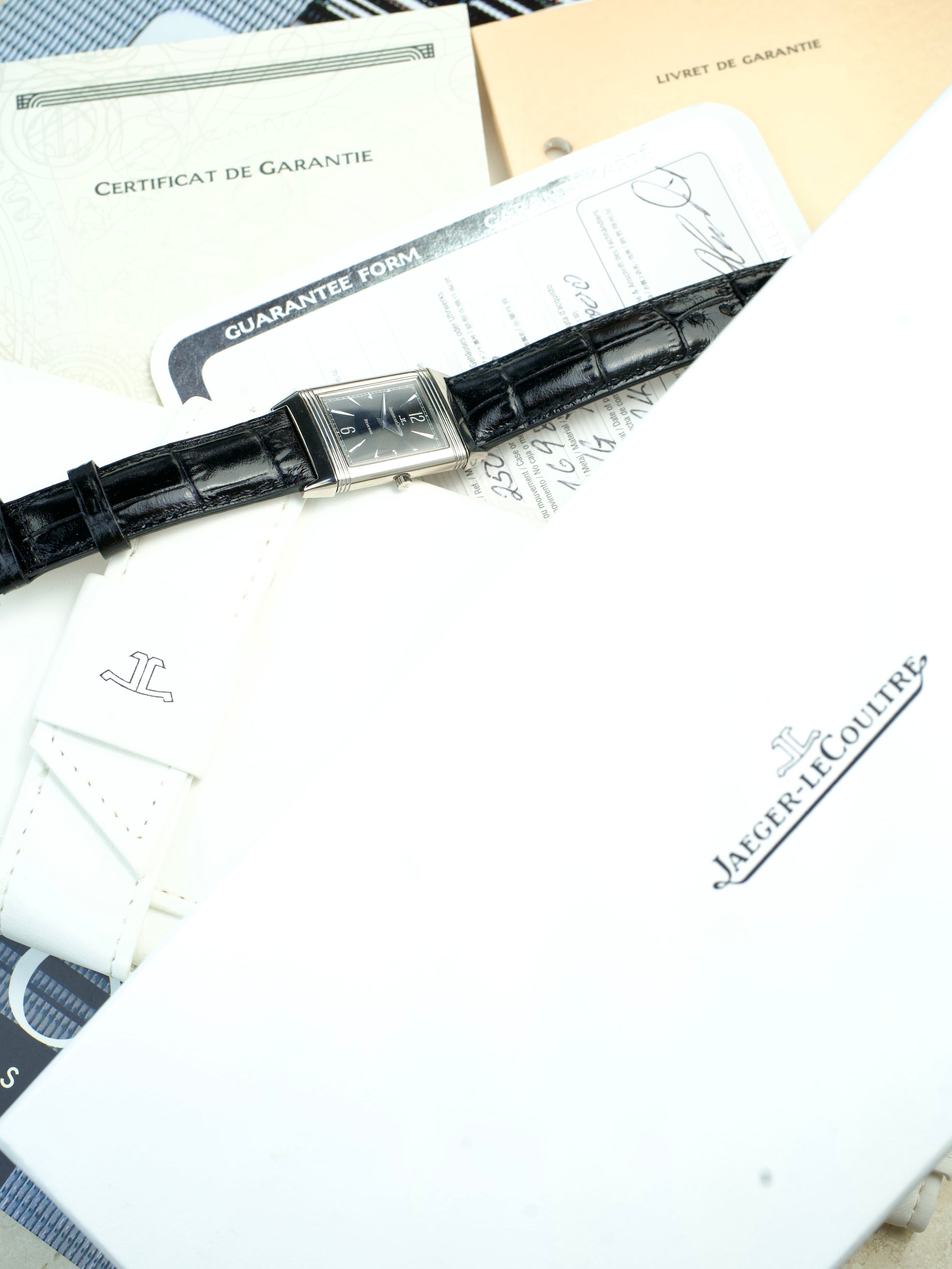 Jaeger LeCoultre Reverso FULL SET Classique 250.3.86 Art Deco JLC 18 Carat White Gold vintage watch, full set