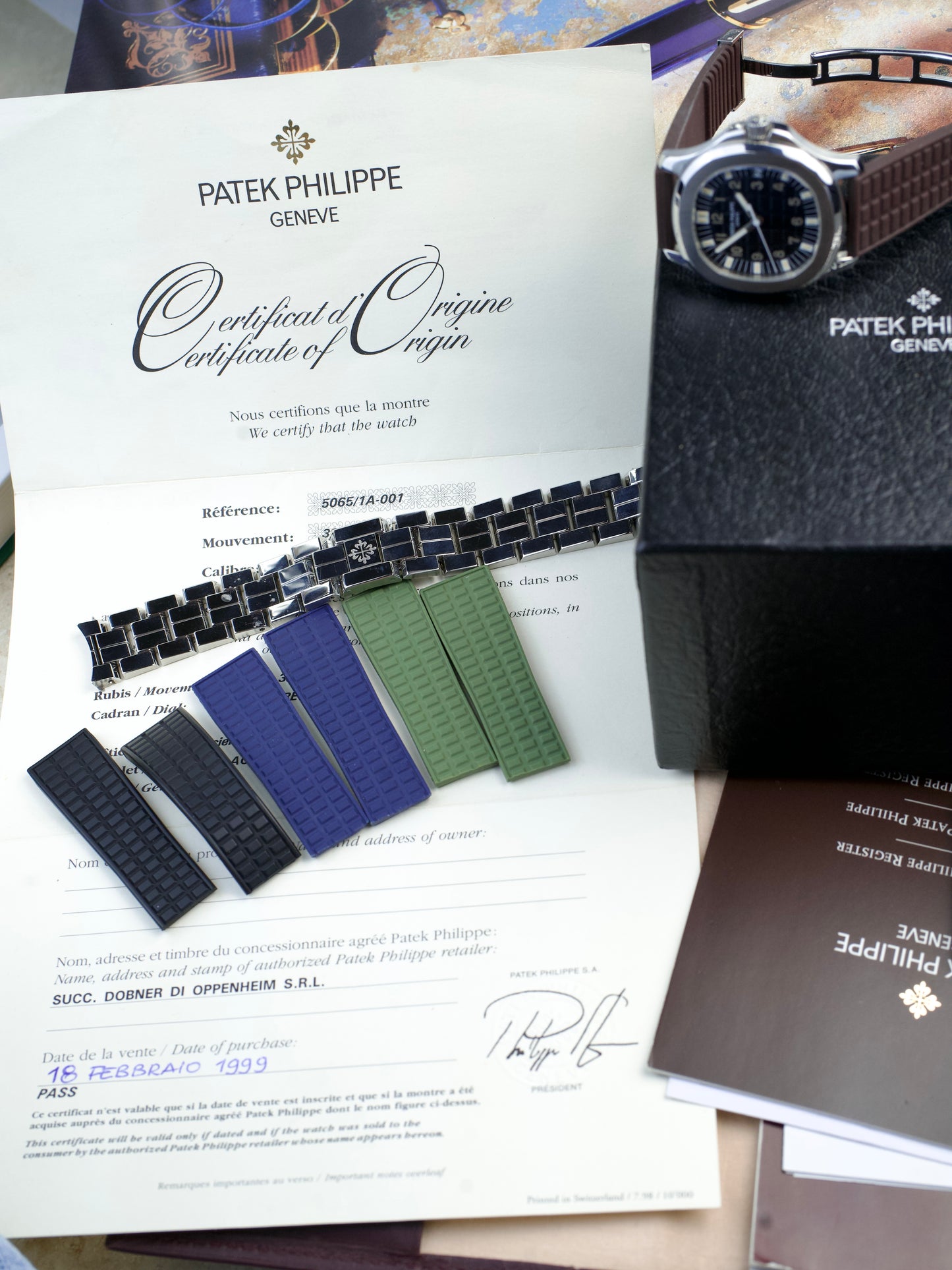 Patek Philippe Aquanaut 5065A FULL SET Tritium Dial 1990s preowned watch, full set